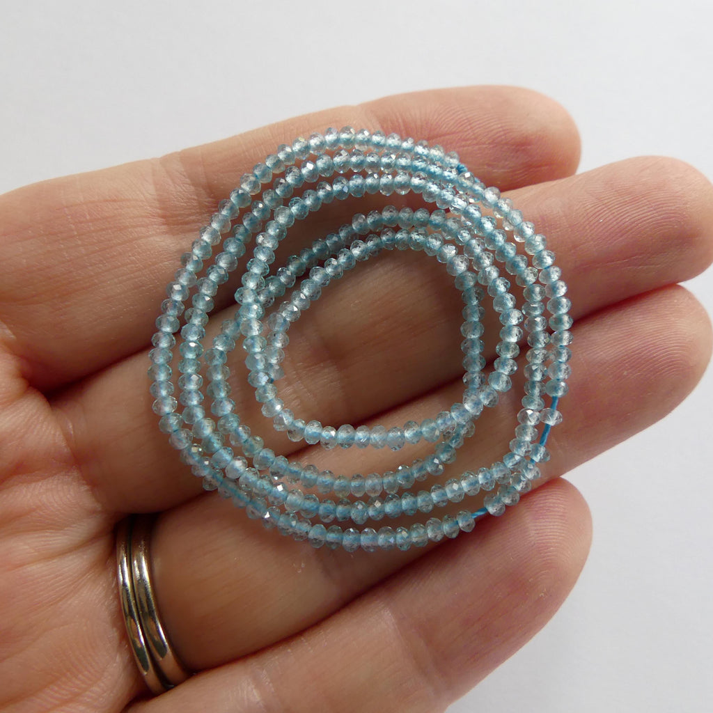 2mm AAA Sky Apatite Faceted Rondelle Beads 15" Genuine Sky Blue Gemstone Beads for Jewelry Making Beading Craft Gift Beads