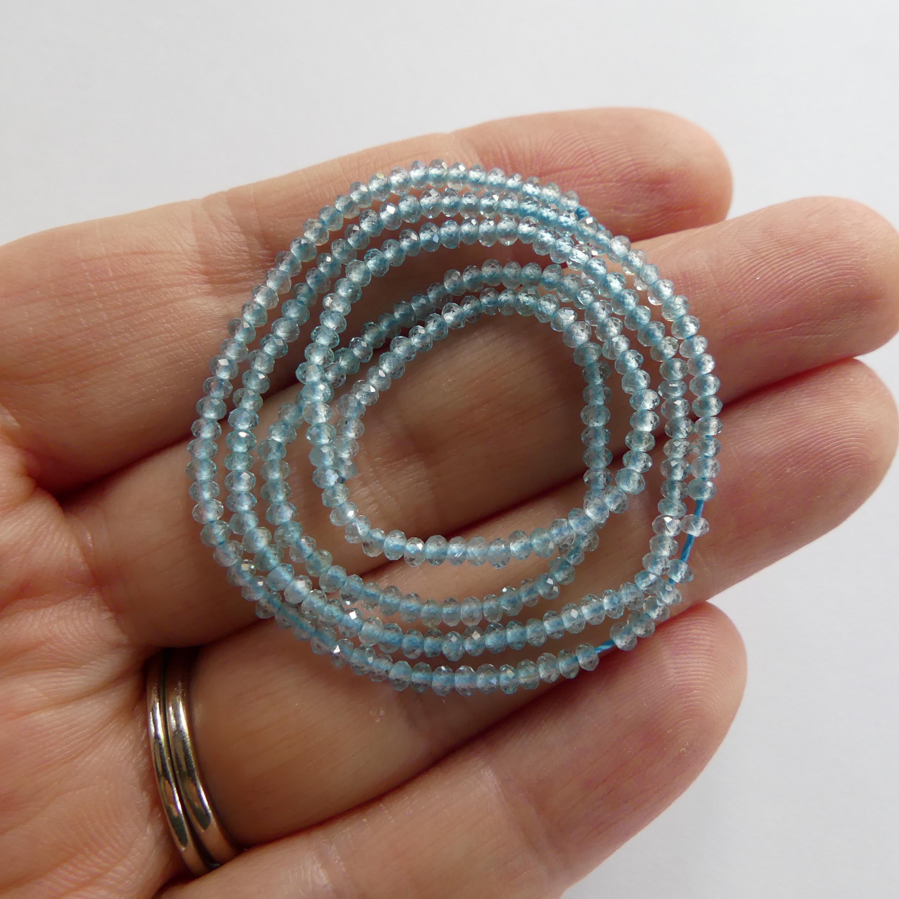 2mm AAA Sky Apatite Faceted Rondelle Beads 15" Genuine Sky Blue Gemstone Beads for Jewelry Making Beading Craft Gift Beads