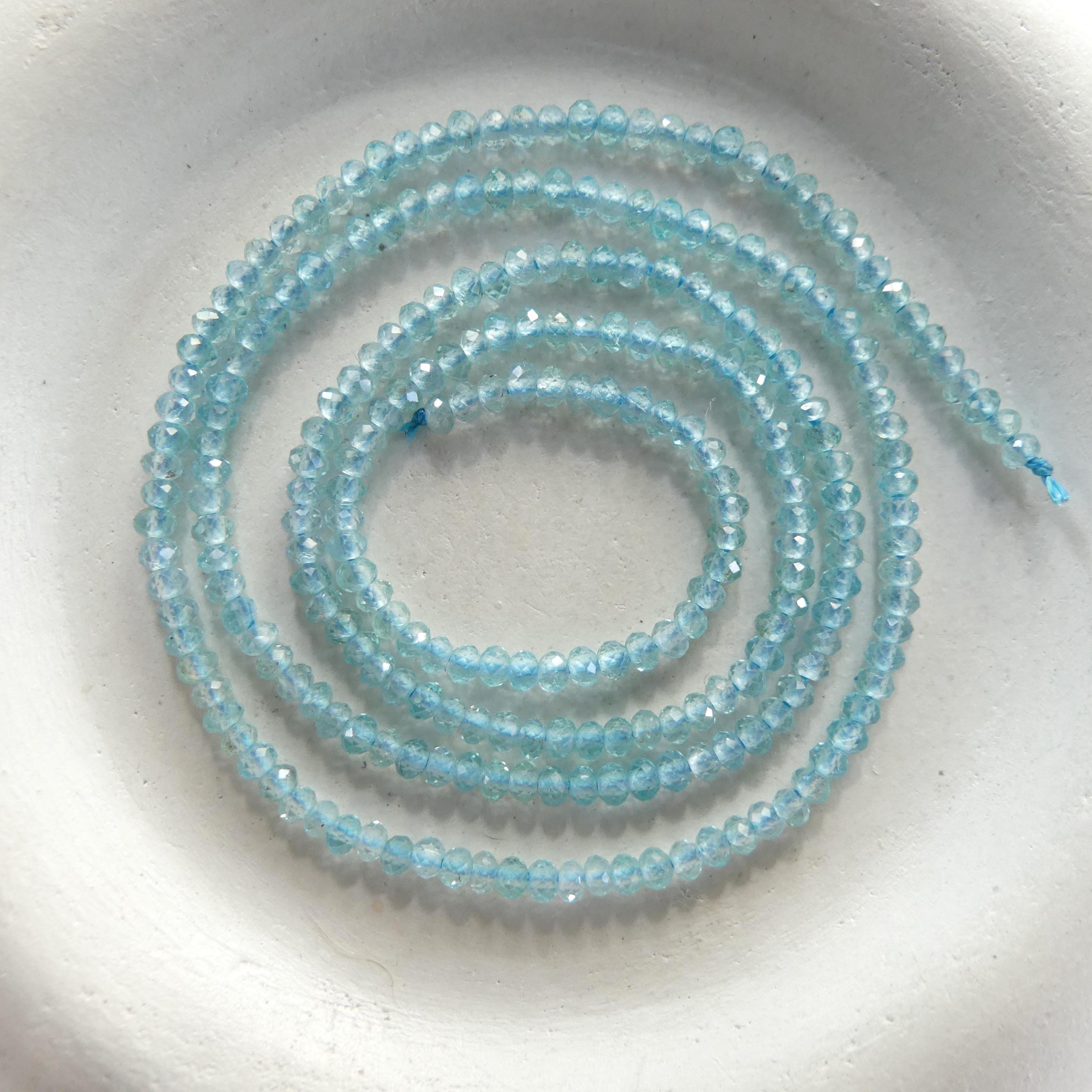 2mm AAA Sky Apatite Faceted Rondelle Beads 15" Genuine Sky Blue Gemstone Beads for Jewelry Making Beading Craft Gift Beads