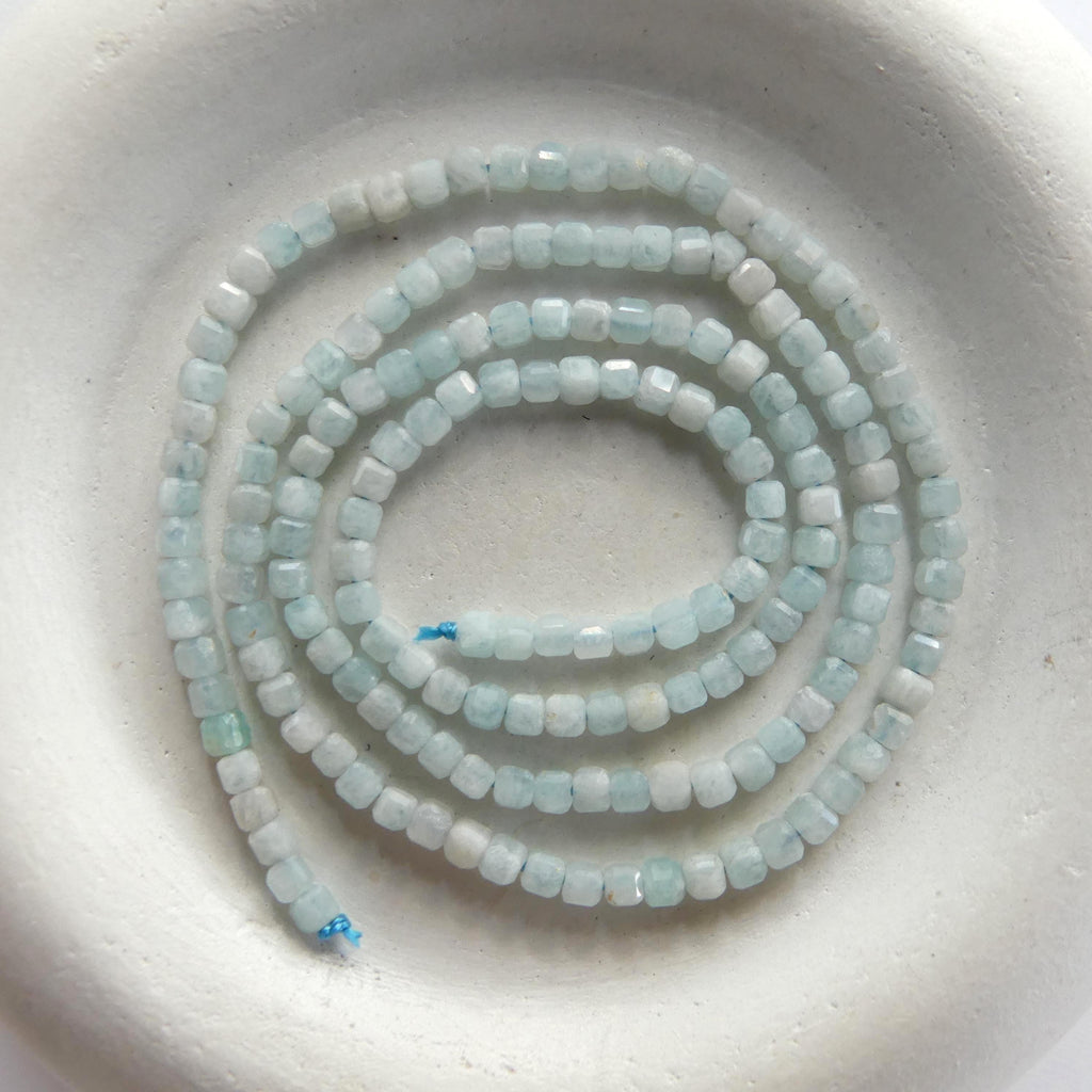 2mm Rare Light Amazonite Faceted Cube Beads 15" Pastel Blue Amazonite Genuine Gemstone Beads for Jewelry Making Beading Craft Gift Beads