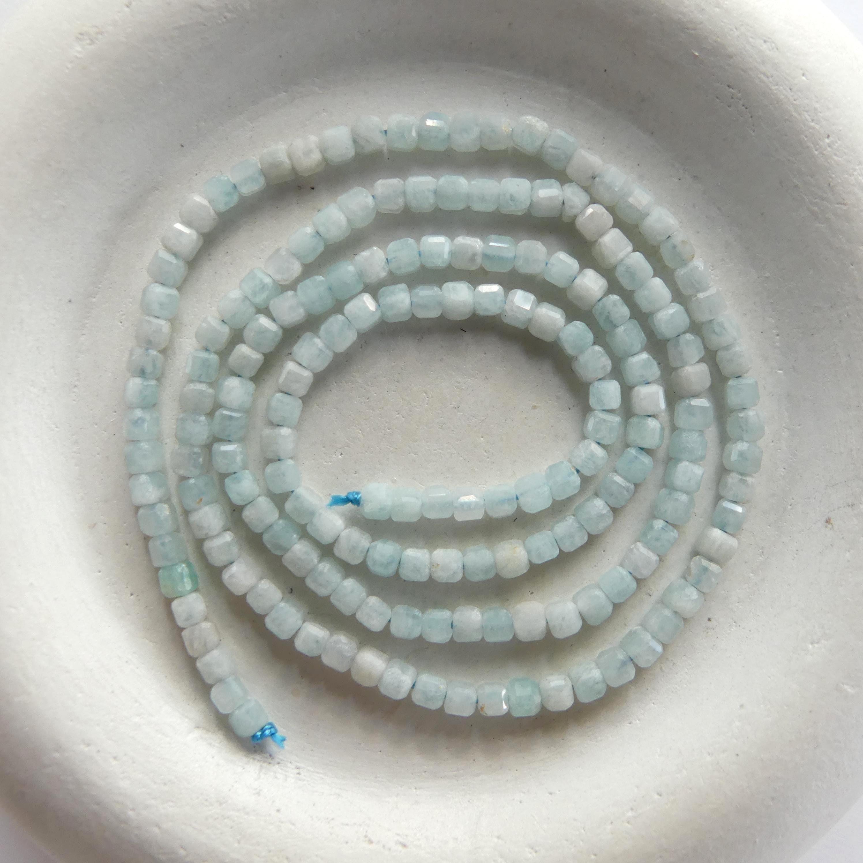 2mm Rare Light Amazonite Faceted Cube Beads 15" Pastel Blue Amazonite Genuine Gemstone Beads for Jewelry Making Beading Craft Gift Beads