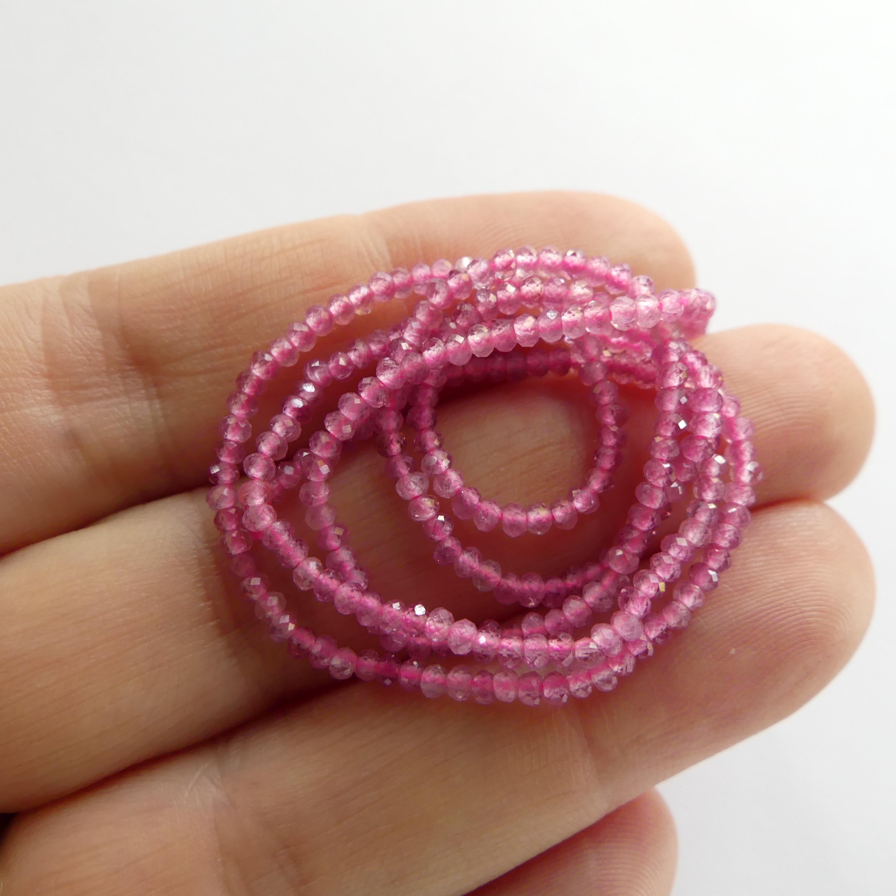 2mm AAA Pink Tourmaline Faceted Beads Rondelle 15" Transparent Sparkly Gemstone Beads for Jewelry Making Beading Gift October Birthstone