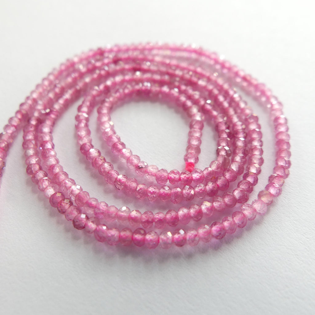 2mm AAA Pink Tourmaline Faceted Beads Rondelle 15" Transparent Sparkly Gemstone Beads for Jewelry Making Beading Gift October Birthstone