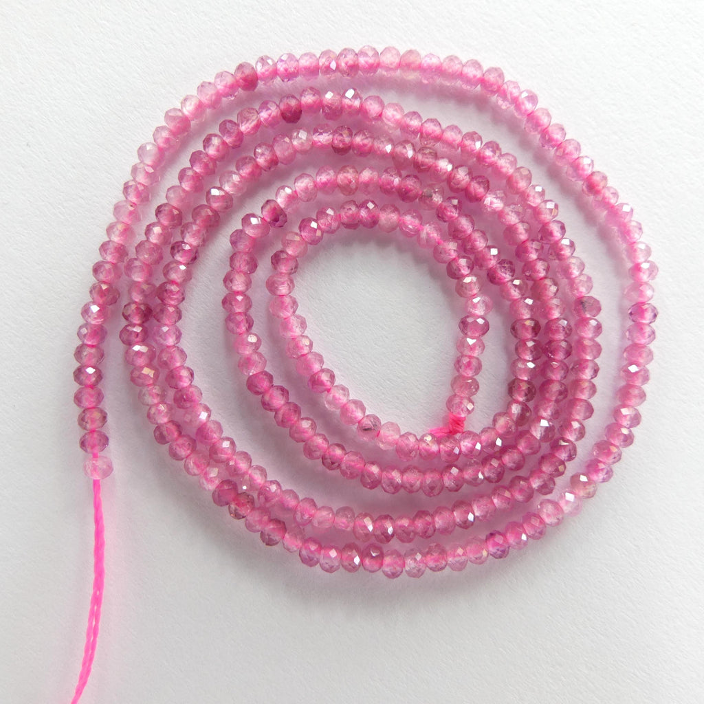 2mm AAA Pink Tourmaline Faceted Beads Rondelle 15" Transparent Sparkly Gemstone Beads for Jewelry Making Beading Gift October Birthstone