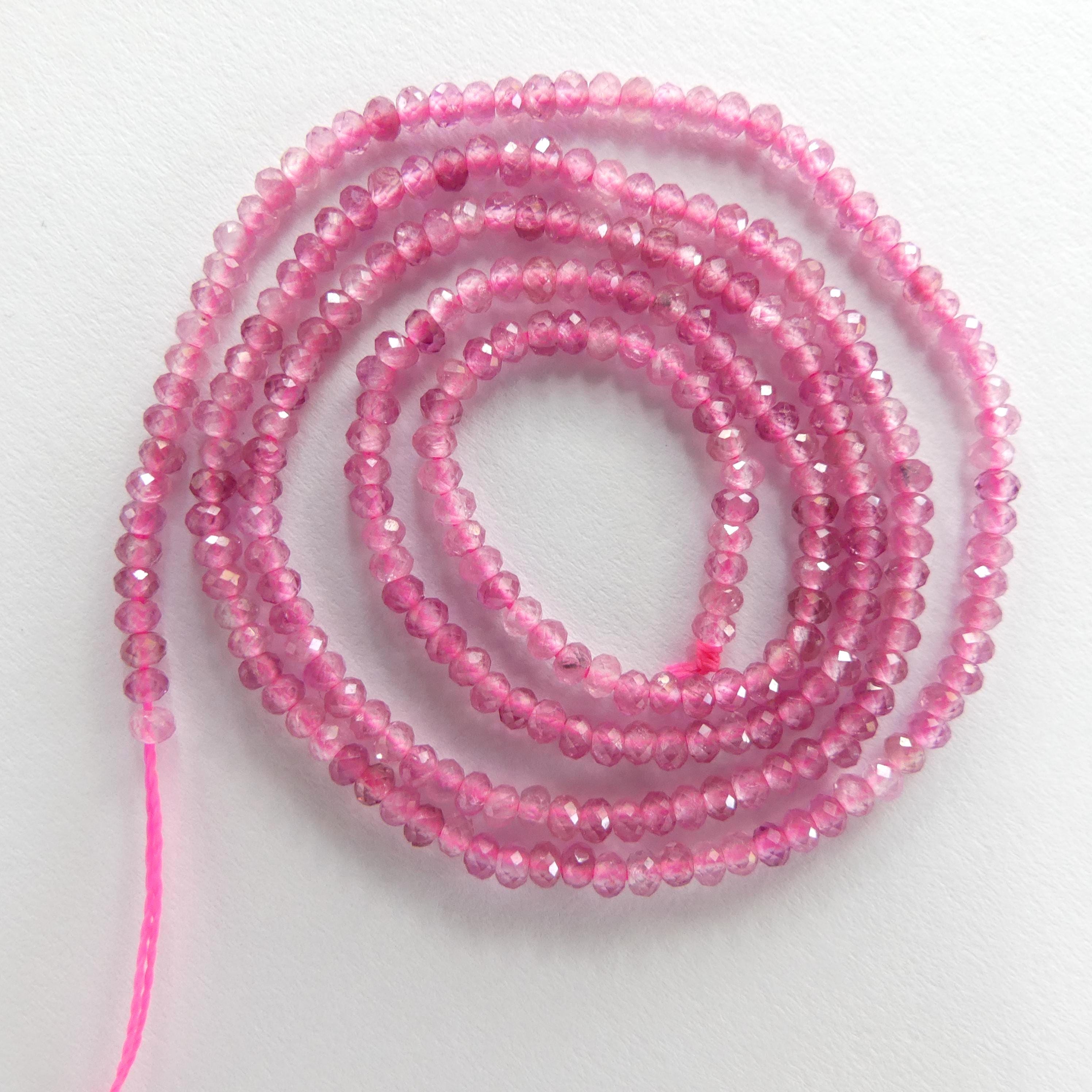 2mm AAA Pink Tourmaline Faceted Beads Rondelle 15" Transparent Sparkly Gemstone Beads for Jewelry Making Beading Gift October Birthstone