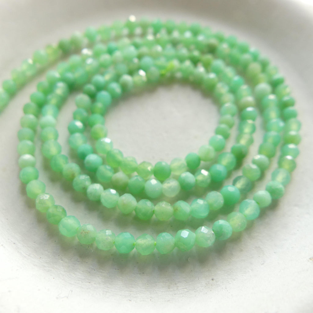 2mm Chrysoprase Faceted Beads 15" Mint Green Pastel Genuine Gemstone Beads for Jewelry Making Beading Craft Gift Beads