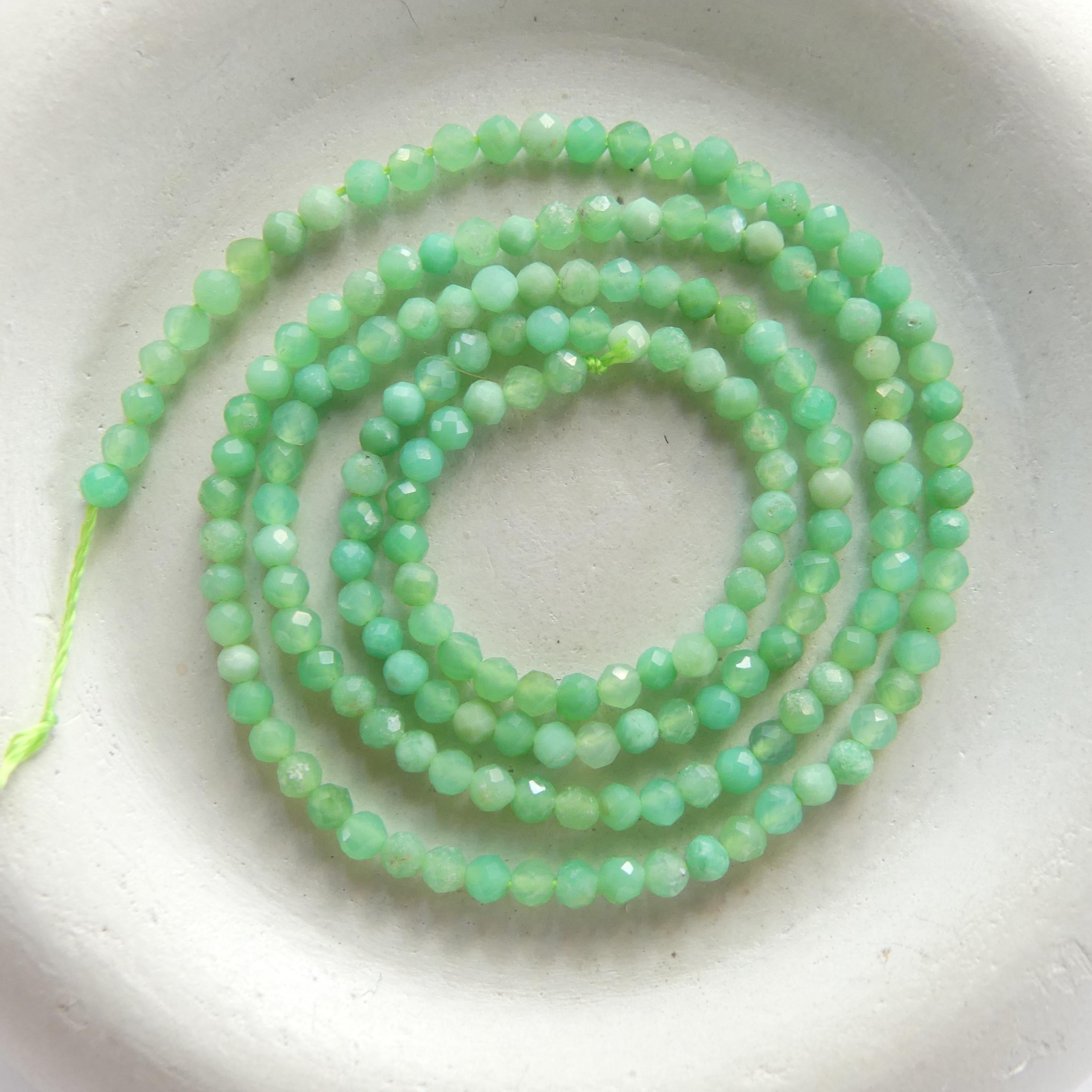 2mm Chrysoprase Faceted Beads 15" Mint Green Pastel Genuine Gemstone Beads for Jewelry Making Beading Craft Gift Beads