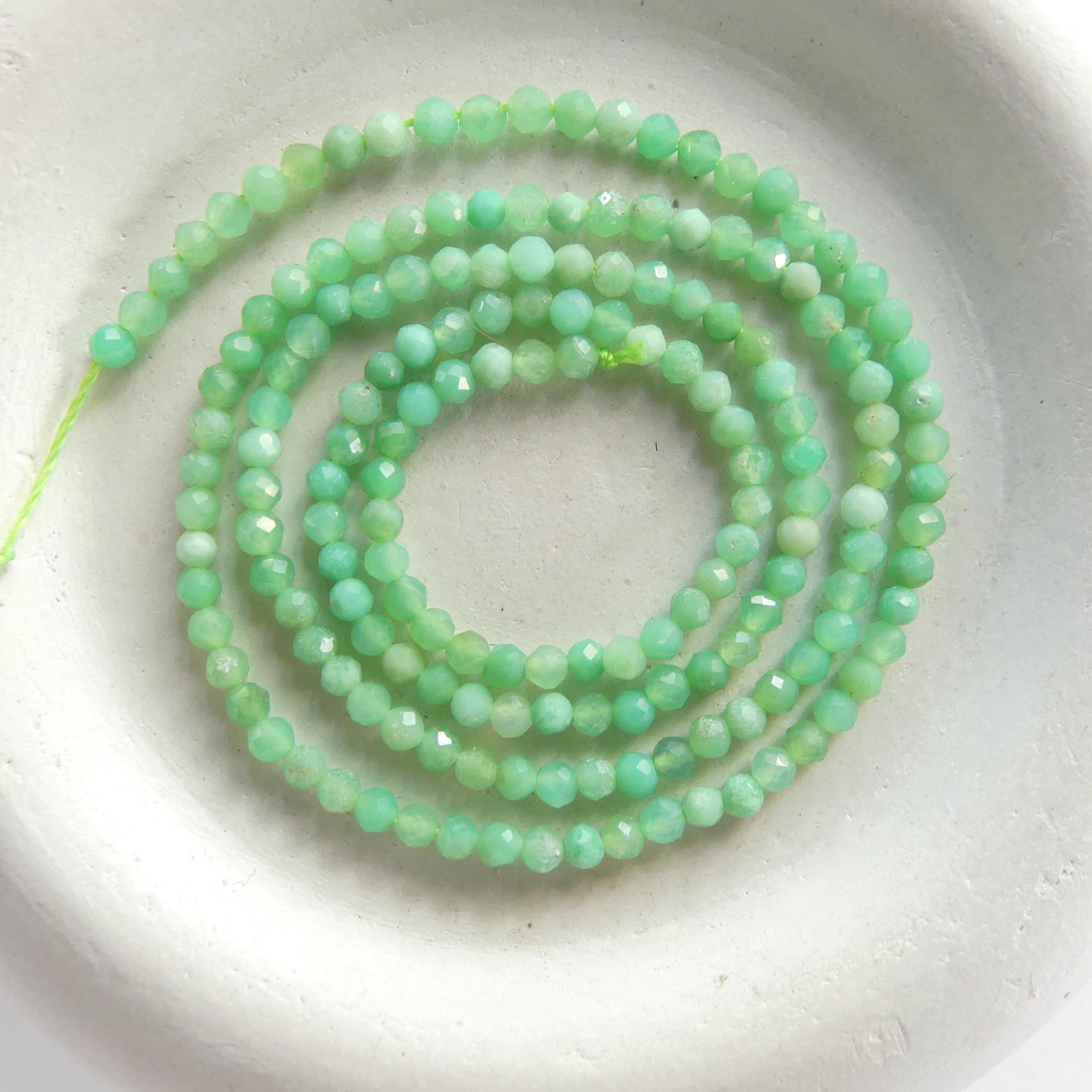 2mm Chrysoprase Faceted Beads 15" Mint Green Pastel Genuine Gemstone Beads for Jewelry Making Beading Craft Gift Beads
