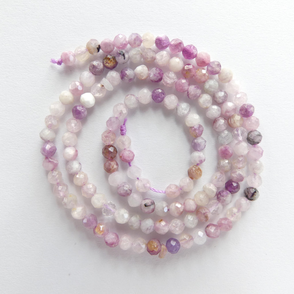 3mm AAA Lepidolite Micro Faceted Beads Genuine Lepidolite Beads 15" Sparkly Gemstone Beads for Jewelry Making
