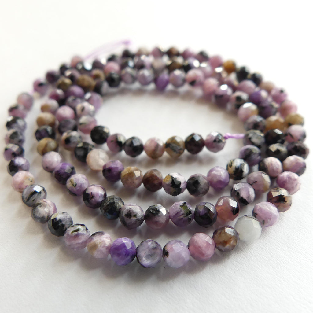 3mm Charoite Faceted Beads Aegirine Genuine Crystal Beads 15" Sparkly Gemstone Beads Jewelry Making DIY Necklace Earrings
