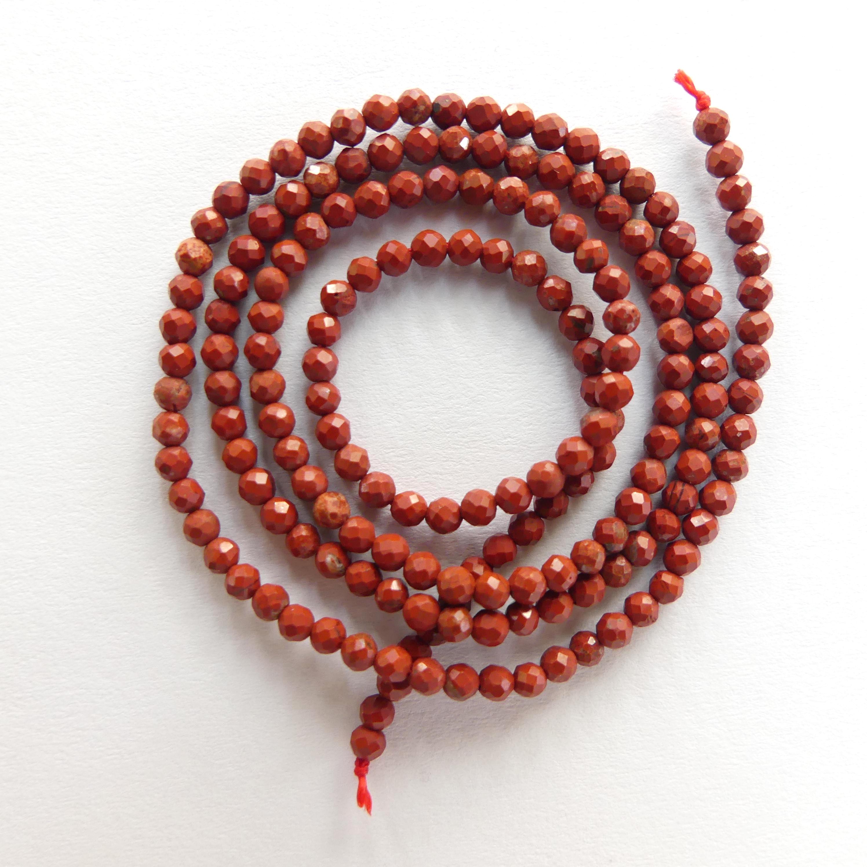 2mm Red Jasper Beads Micro Faceted Genuine Small Red Jasper Beads 15" Gemstone Beads for Jewelry Making Beading Gift for Crafter