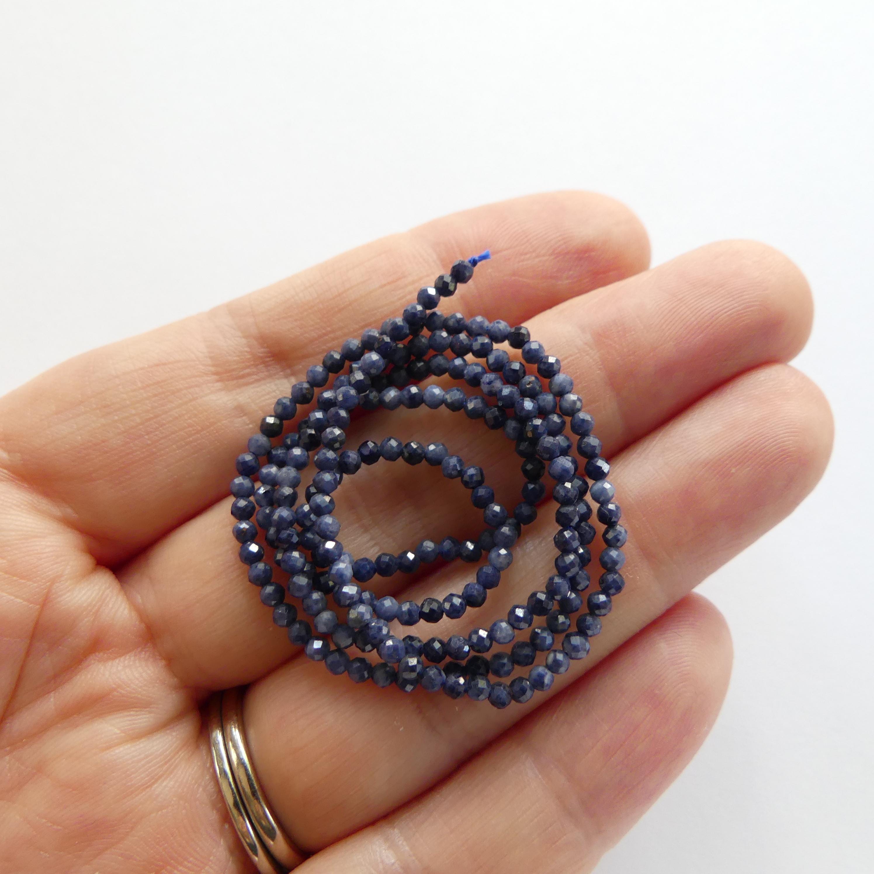 2mm AAA Natural Sapphire Beads Faceted 15" Genuine Raw Blue Sapphire Gemstone Beads Jewelry Making Beading Craft Gift September Birthstone