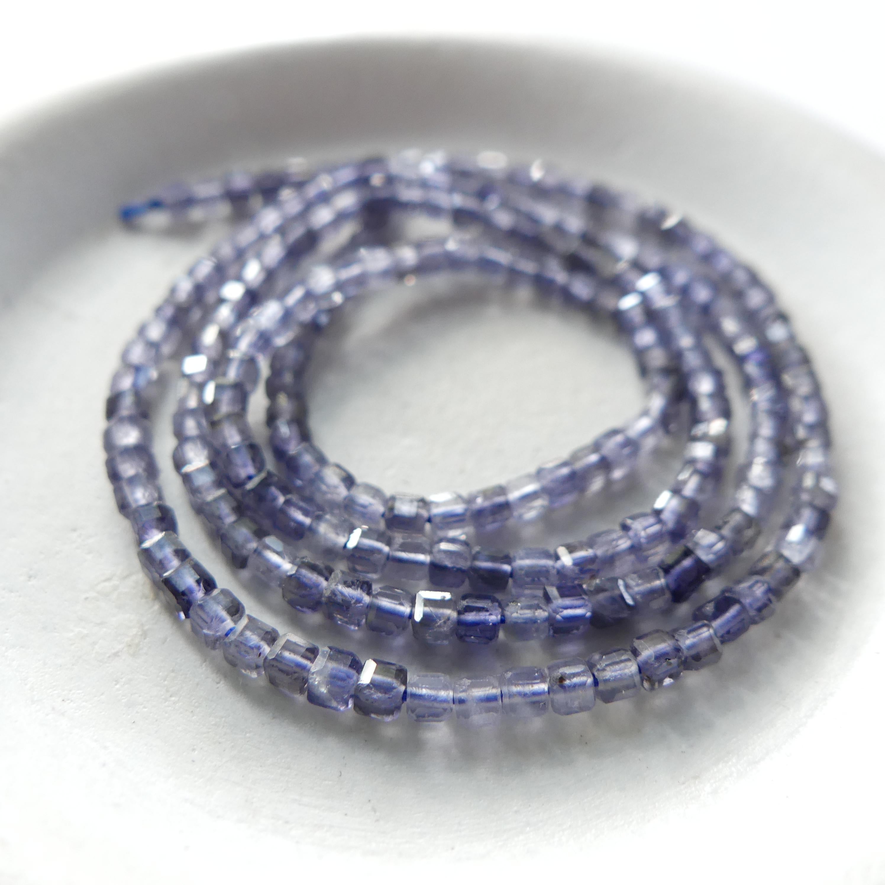 2mm AAA Iolite Cube Beads Faceted Genuine Beads 15" Sparkly Blue Crystal Beads Gemstone Beads Beading Crafter Gift
