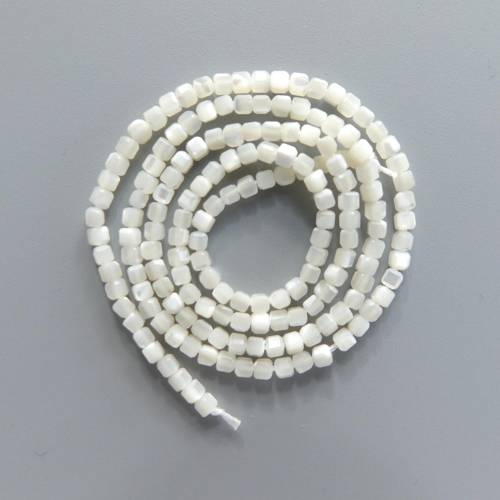 2mm Natural Mother of Pearl Beads Cube MOP Genuine Shell Beads 15" Gemstone Jewelry Making Gift for crafter