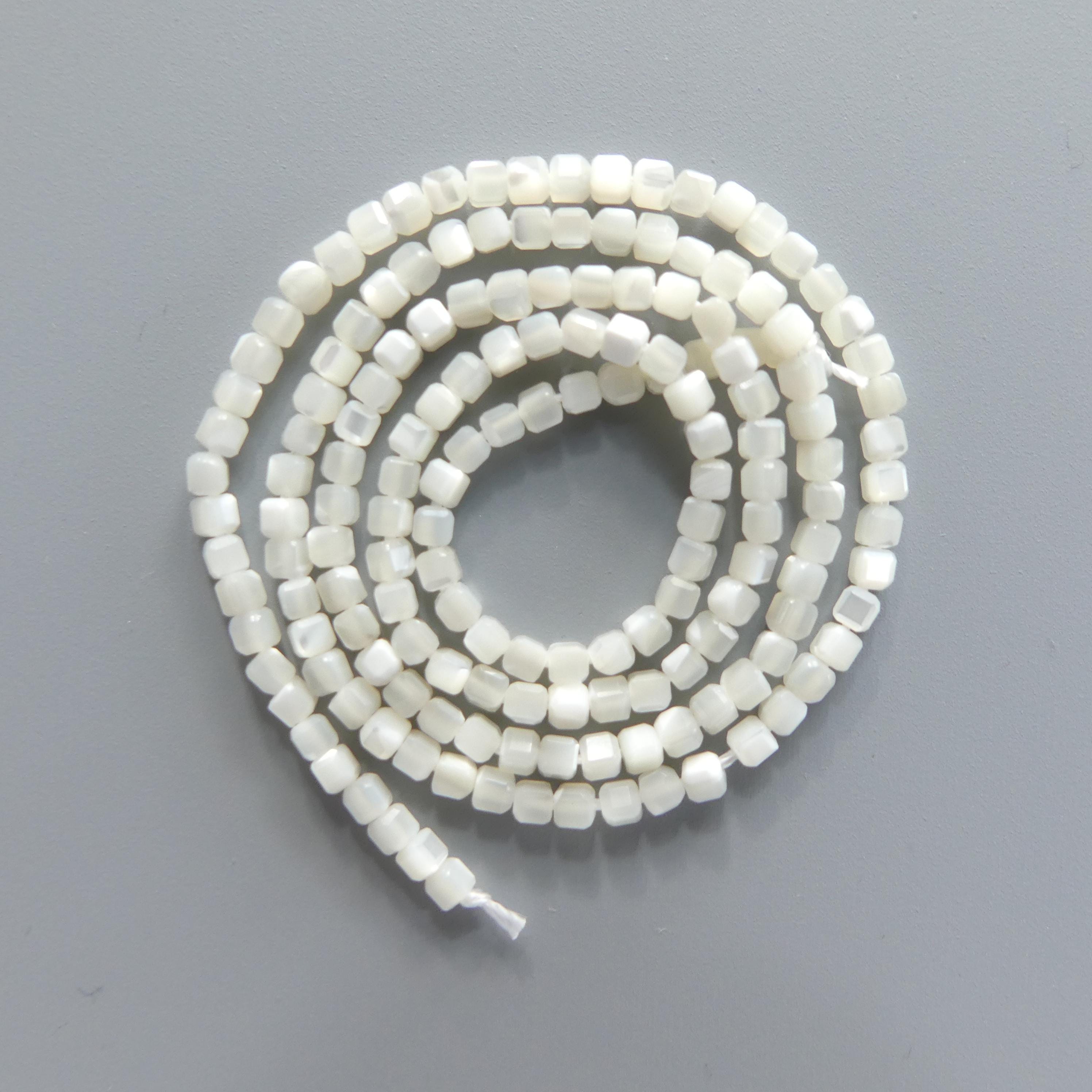 2mm Natural Mother of Pearl Beads Cube MOP Genuine Shell Beads 15" Gemstone Jewelry Making Gift for crafter