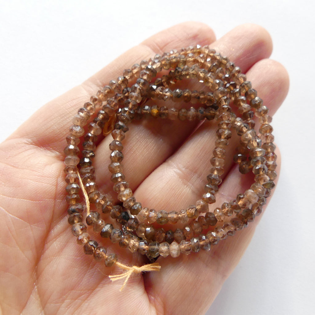 3.5mm AAA Andalusite Micro Faceted Beads 6.5" Brown Rare Gemstone Beads for Jewelry Making Beading Gift Crafter