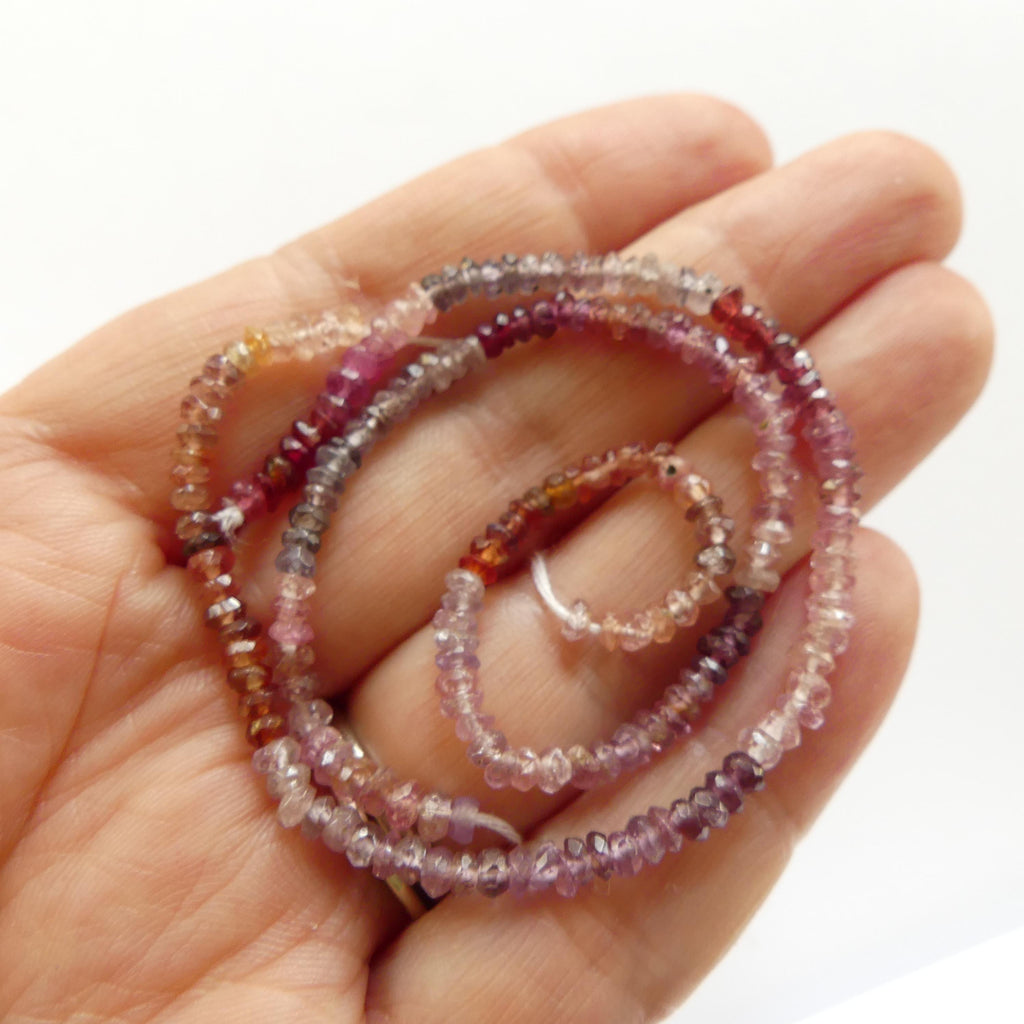 3mm Multi Spinel Beads Hand Faceted Rondelle 6" Colorful Spinel Pink Genuine Gemstone Beads for Jewelry Making Beading Craft Gift Beads