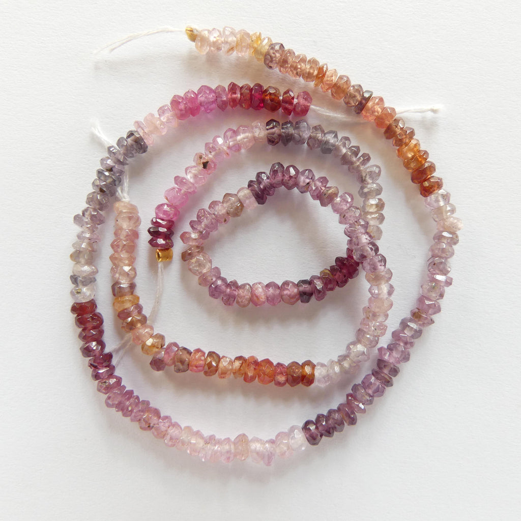 3mm Multi Spinel Beads Hand Faceted Rondelle 6" Colorful Spinel Pink Genuine Gemstone Beads for Jewelry Making Beading Craft Gift Beads