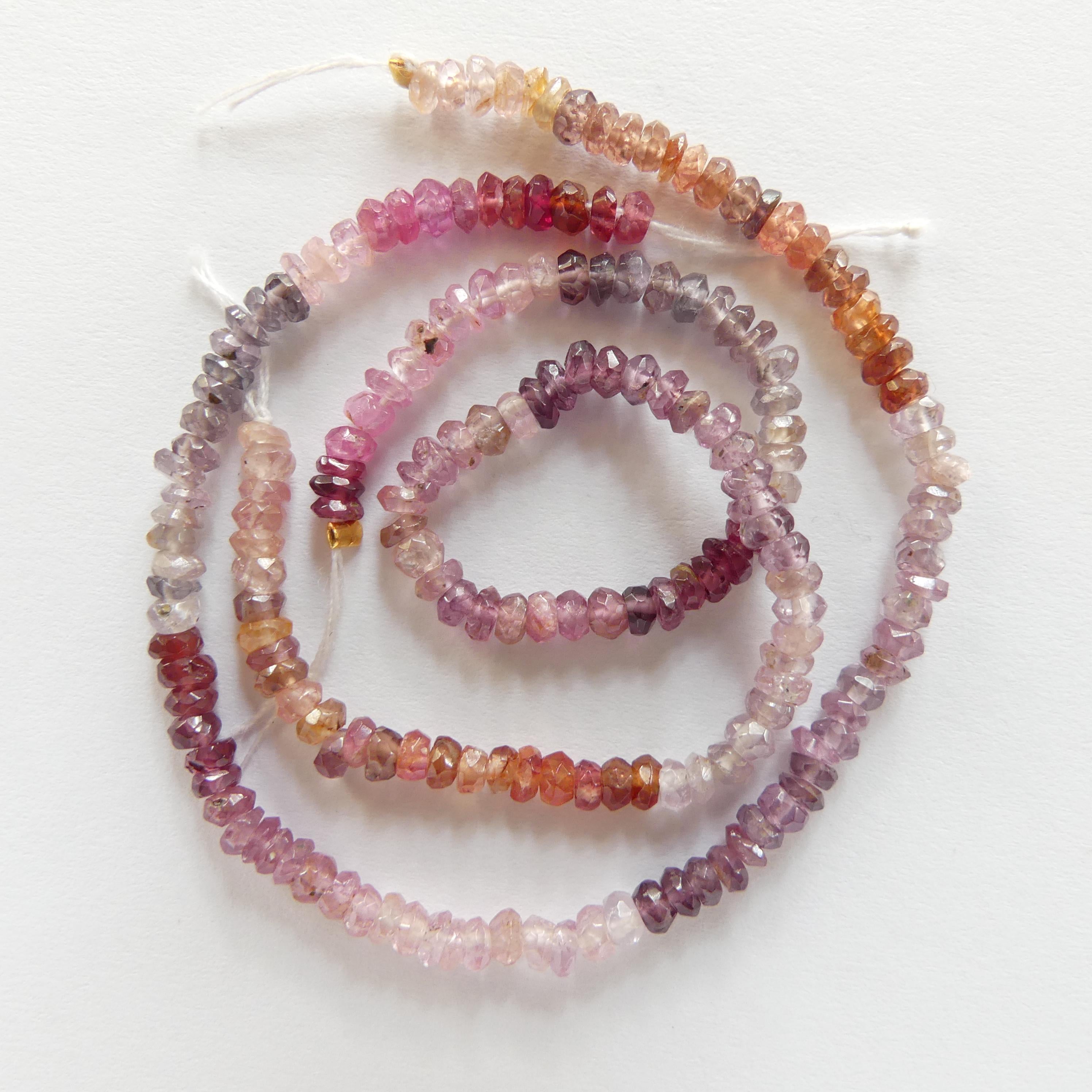 3mm Multi Spinel Beads Hand Faceted Rondelle 6" Colorful Spinel Pink Genuine Gemstone Beads for Jewelry Making Beading Craft Gift Beads