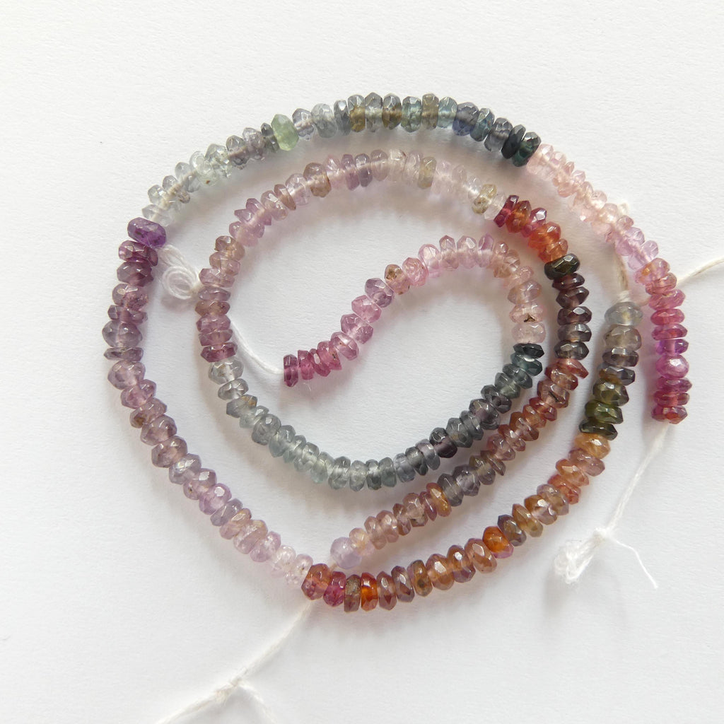 3mm Multi Spinel Beads Hand Faceted Rondelle 6" Colorful Spinel Pink Genuine Gemstone Beads for Jewelry Making Beading Craft Gift Beads