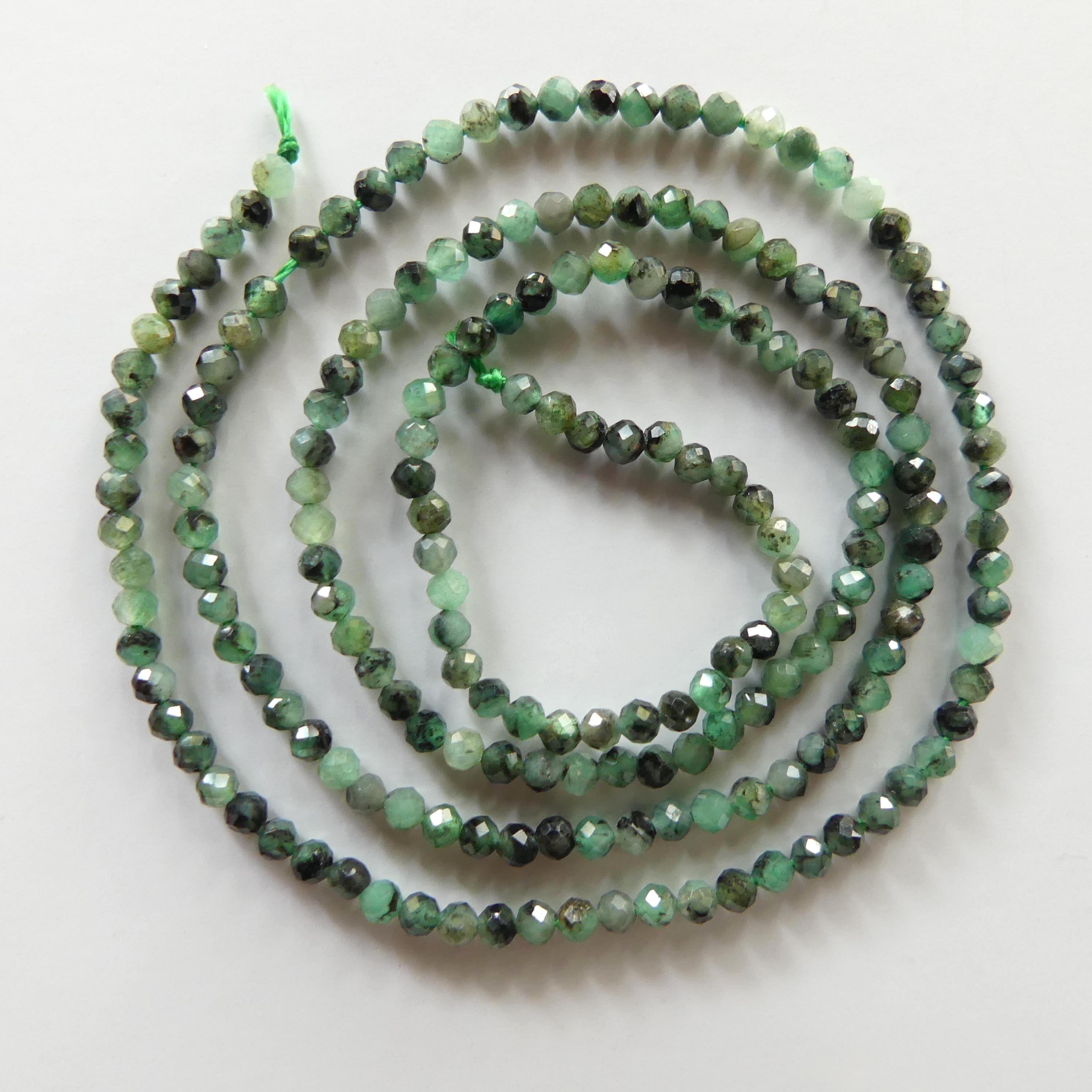2mm Natural Emerald Beads Micro Faceted 15.5" Raw Emerald Genuine Gemstone Beads Genuine Emerald for Jewelry Making Beading Craft Gift Beads
