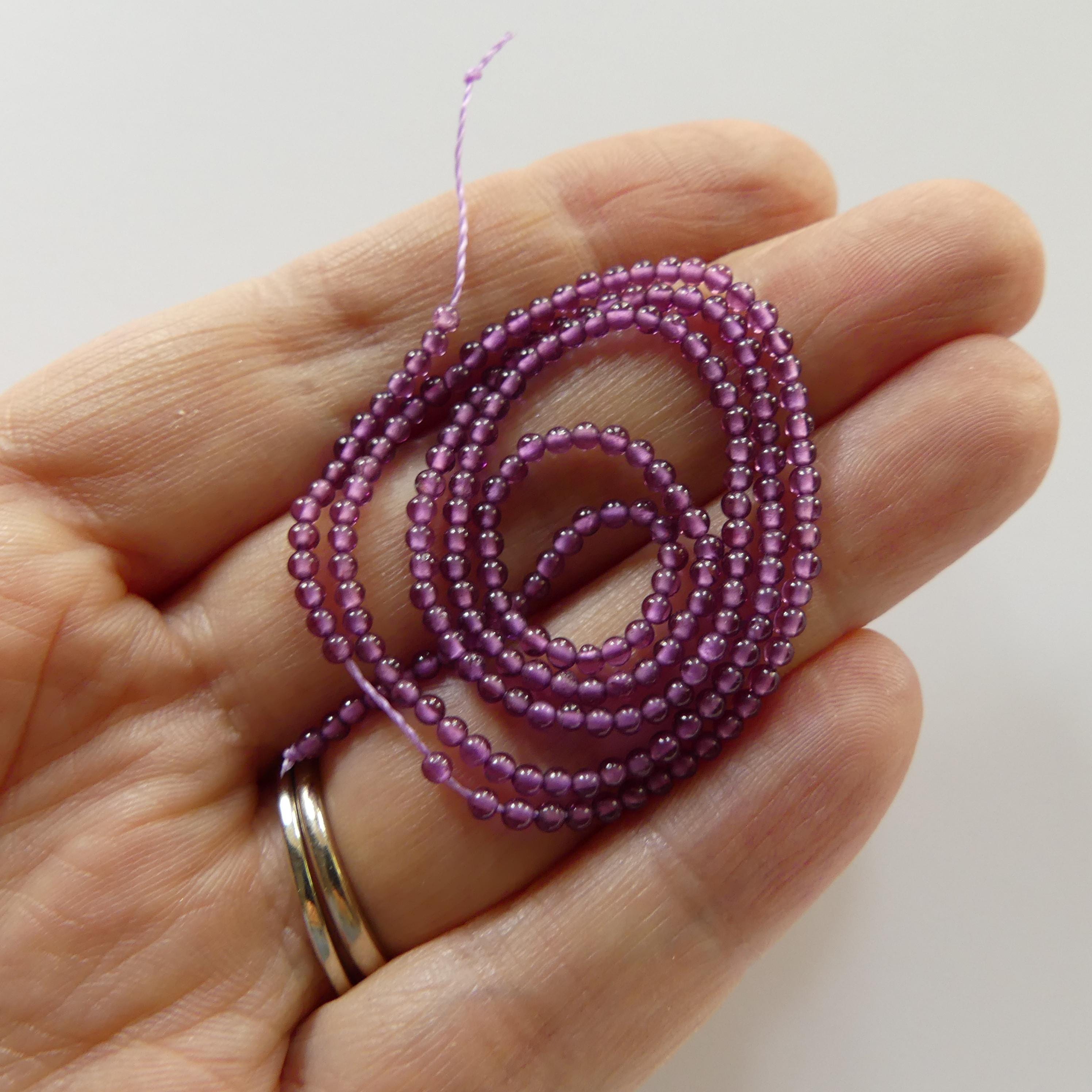 1.9mm 2mm AAA Pink Garnet Beads Smooth Beads 15" Natural Light Rhodolite Garnet Gemstone Beads Beading Crafter Gift