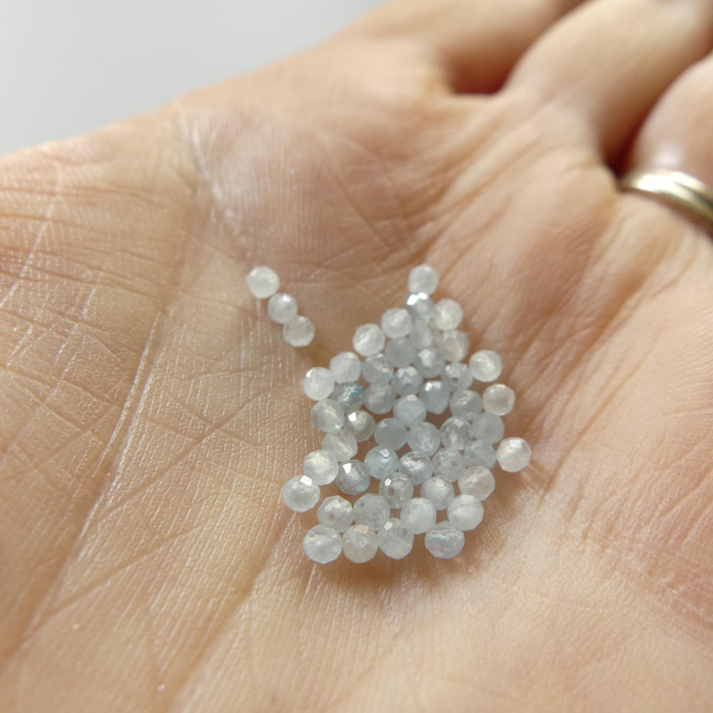 2mm AAA Milky Aquamarine Beads Micro Faceted 13" Raw Genuine Gemstone Beads for Jewelry Making Beading Craft Gift Beads March Birthstone