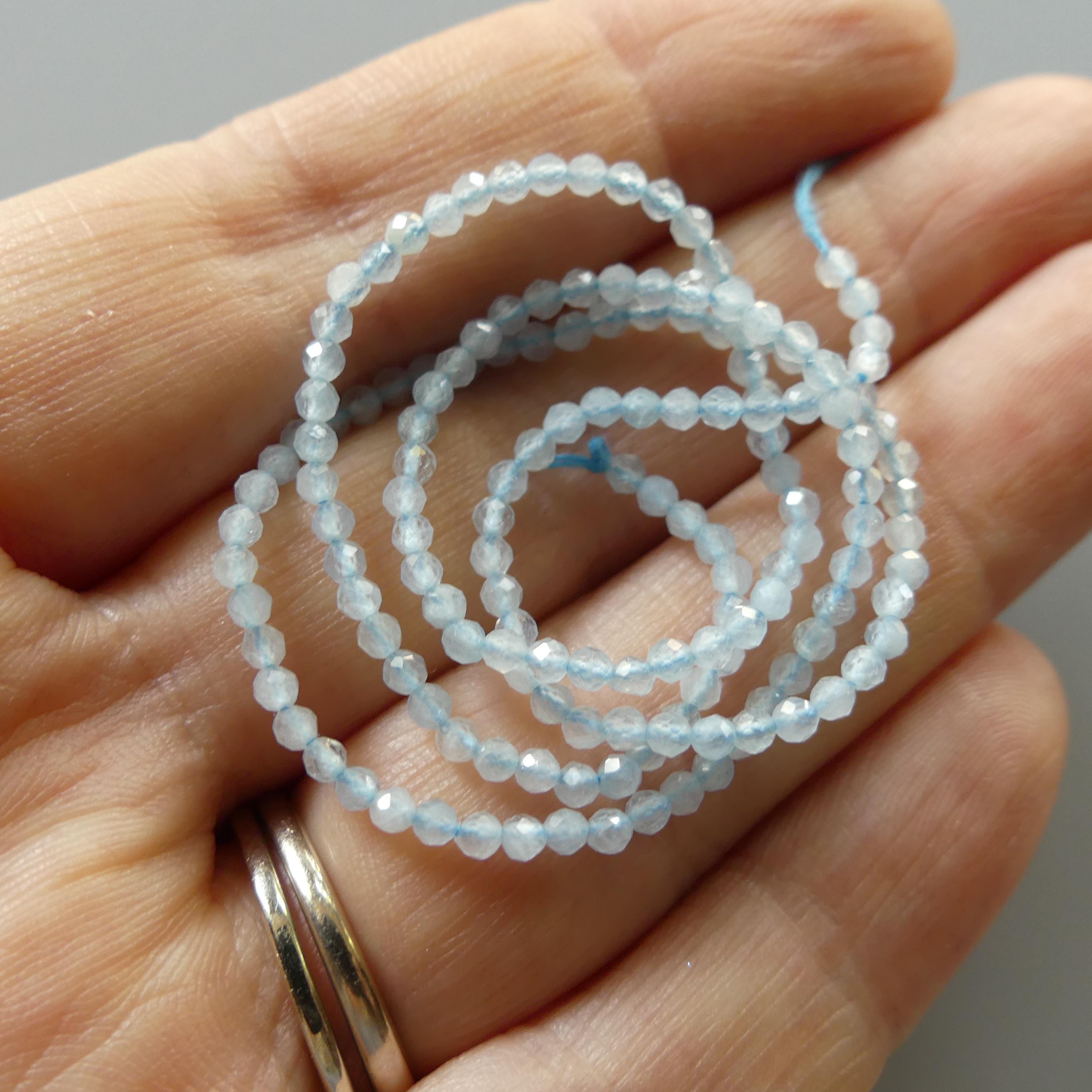 2mm AAA Milky Aquamarine Beads Micro Faceted 13" Raw Genuine Gemstone Beads for Jewelry Making Beading Craft Gift Beads March Birthstone