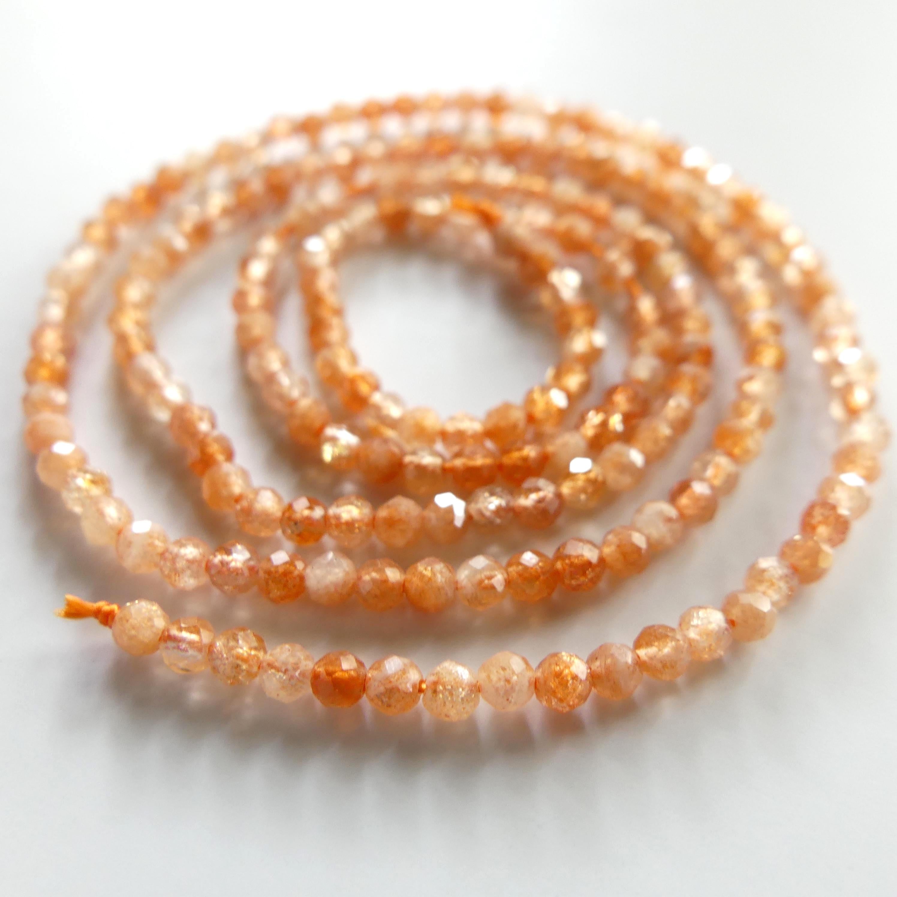 2mm Natural AAA Sunstone Faceted Beads 15" Orange Genuine Gemstone Beads for Jewelry Making Beading Craft Gift Beads Self-Love Abundance