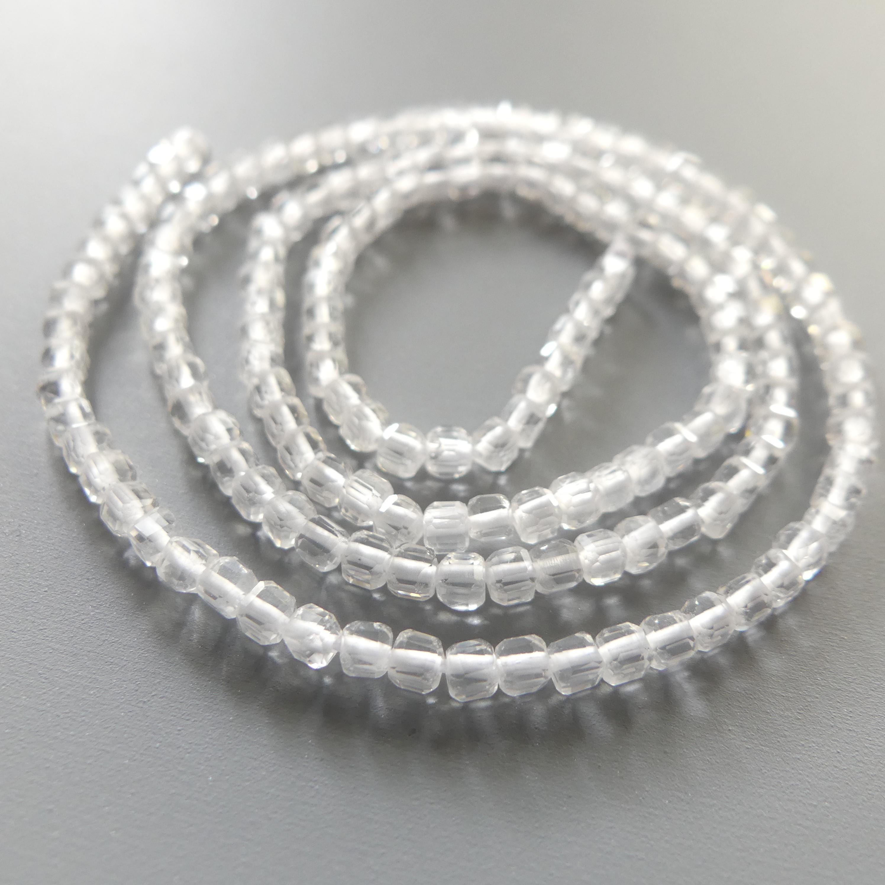 2mm AAA Rock Quartz Faceted Cube Beads 15" Clear Crystal Quartz Genuine Gemstone Beads Jewelry Making Beading Craft Gift April Birthstone