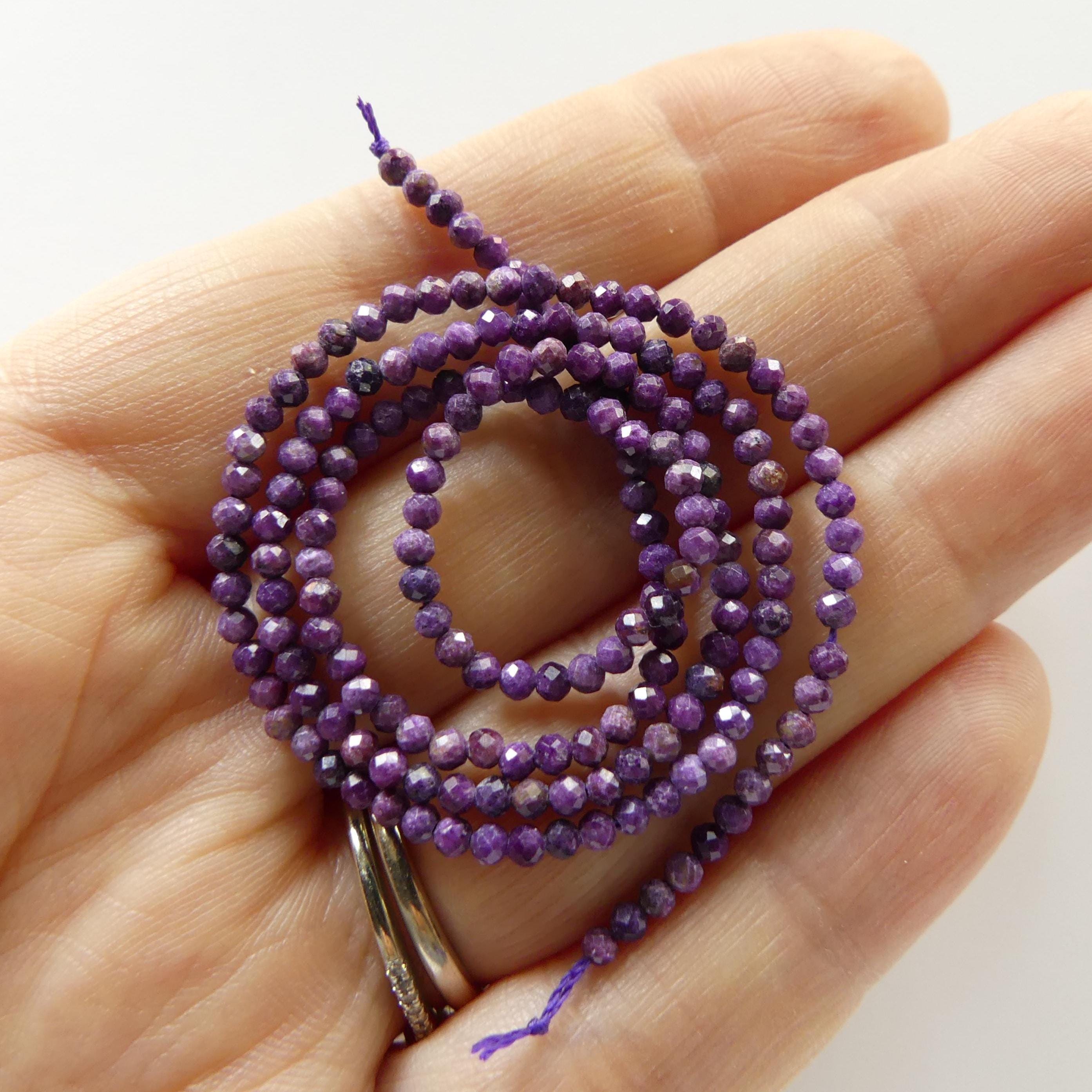 2mm Rare Stichtite Faceted Beads 15" Purple Genuine Gemstone Beads Serpentine for Jewelry Making Beading Craft Gift Beads