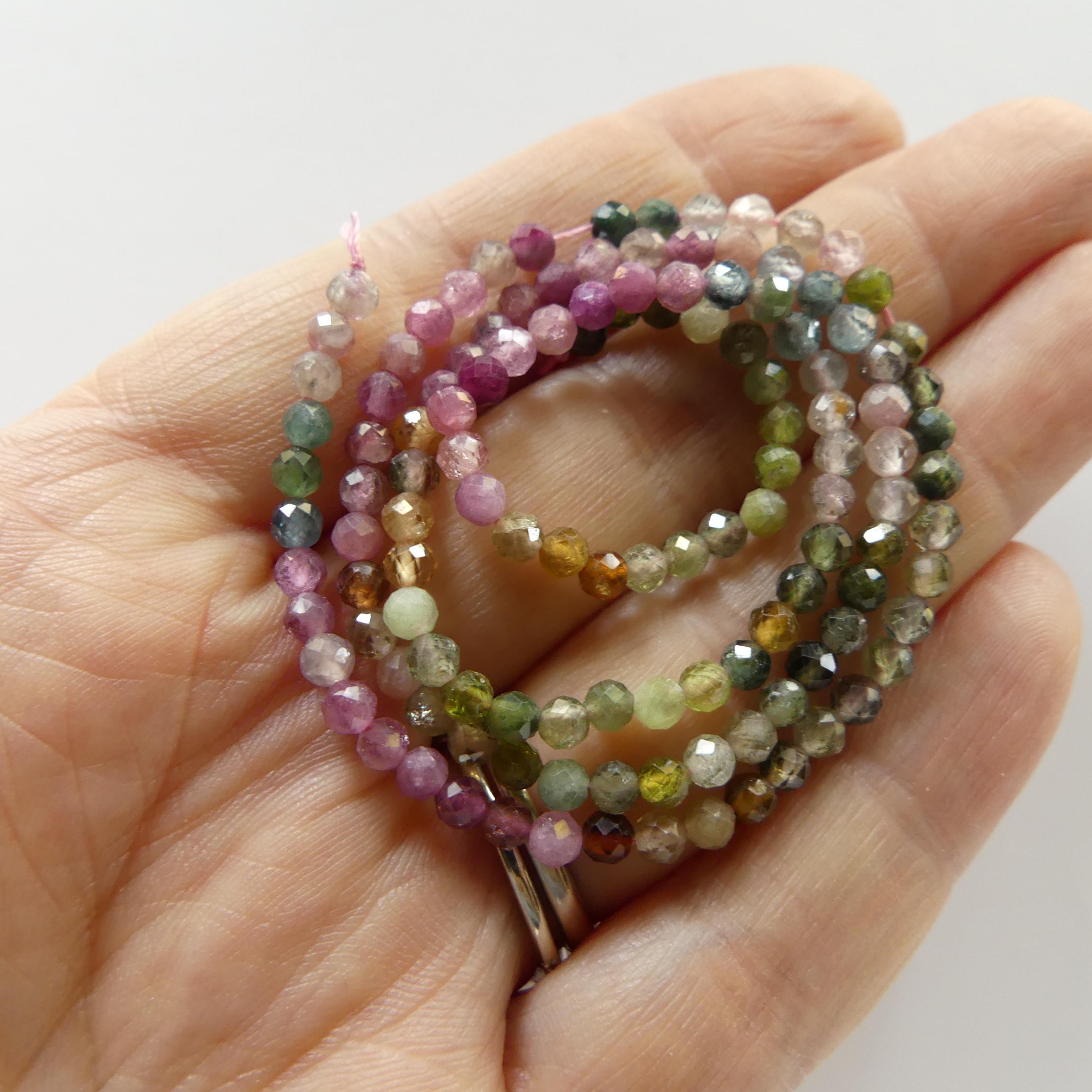 3mm AAA Watermelon Tourmaline Faceted Beads 15" Transparent Rainbow Gemstone Beads Jewelry Making Beading Gift Crafter October Birthstone
