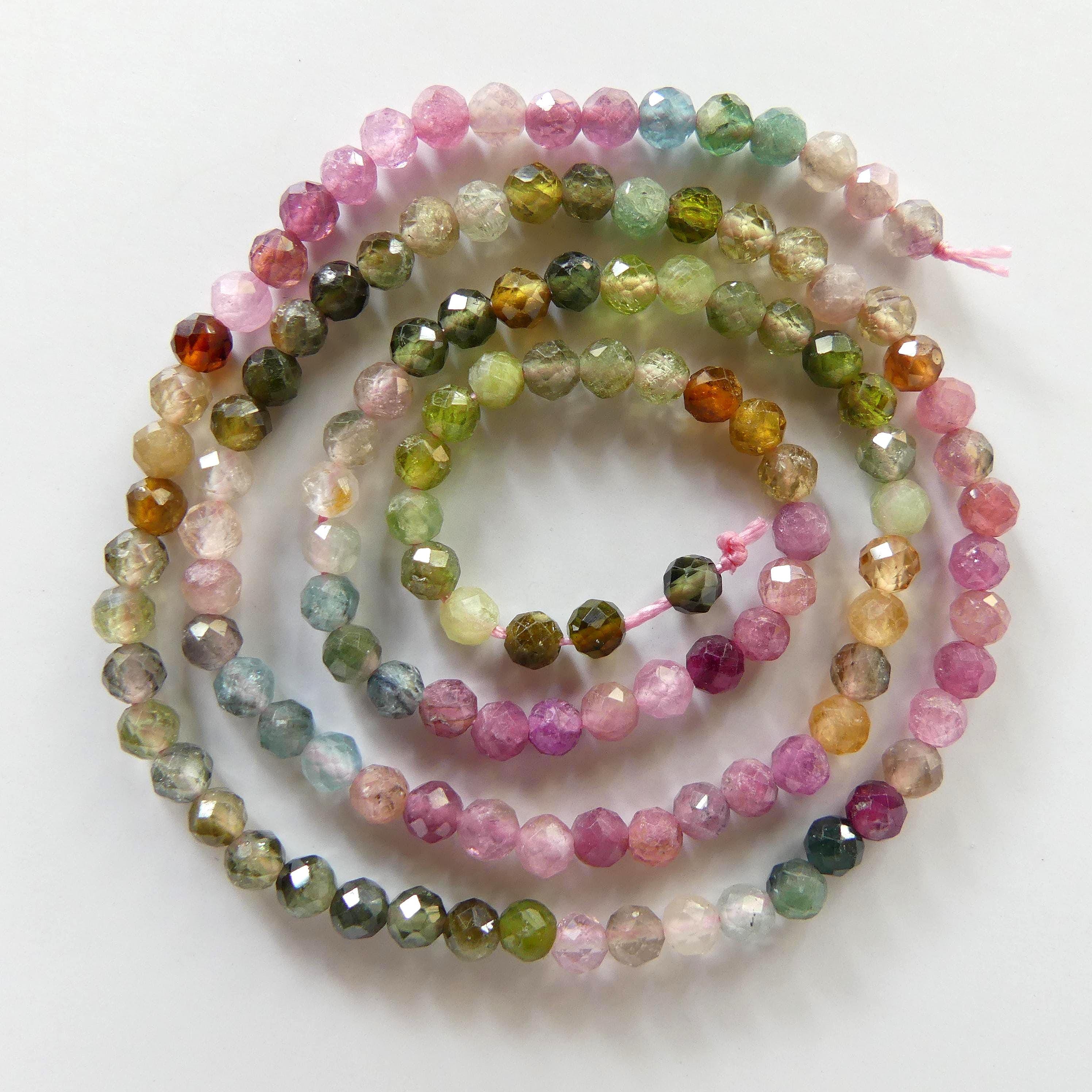 3mm AAA Watermelon Tourmaline Faceted Beads 15" Transparent Rainbow Gemstone Beads Jewelry Making Beading Gift Crafter October Birthstone