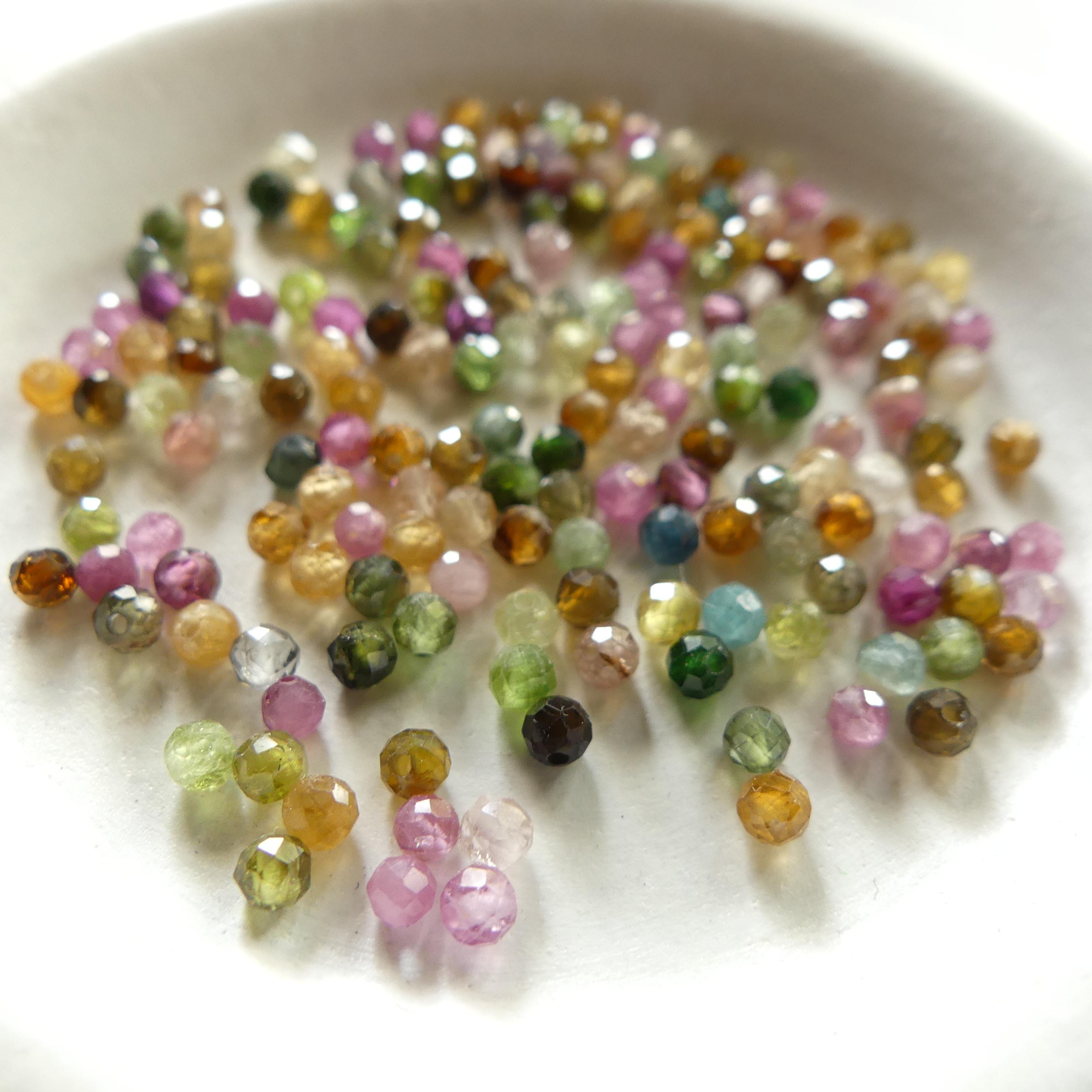 2mm 3mm AAA Watermelon Tourmaline Micro Faceted Beads 15" Transparent Rainbow Gemstone Beads for Jewelry Making October birthstone