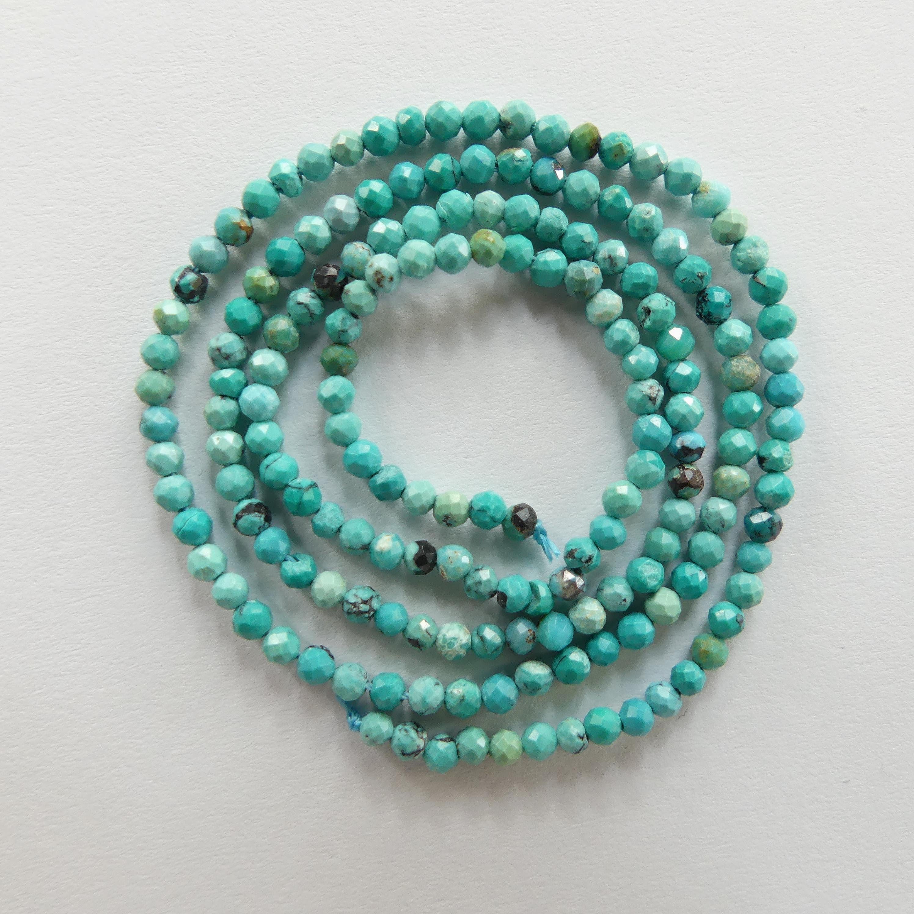 2.5mm Arizona Turquoise Faceted Beads 15" Blue Turquoise Genuine Gemstone Beads for Jewelry Making Beading Craft Gift Beads