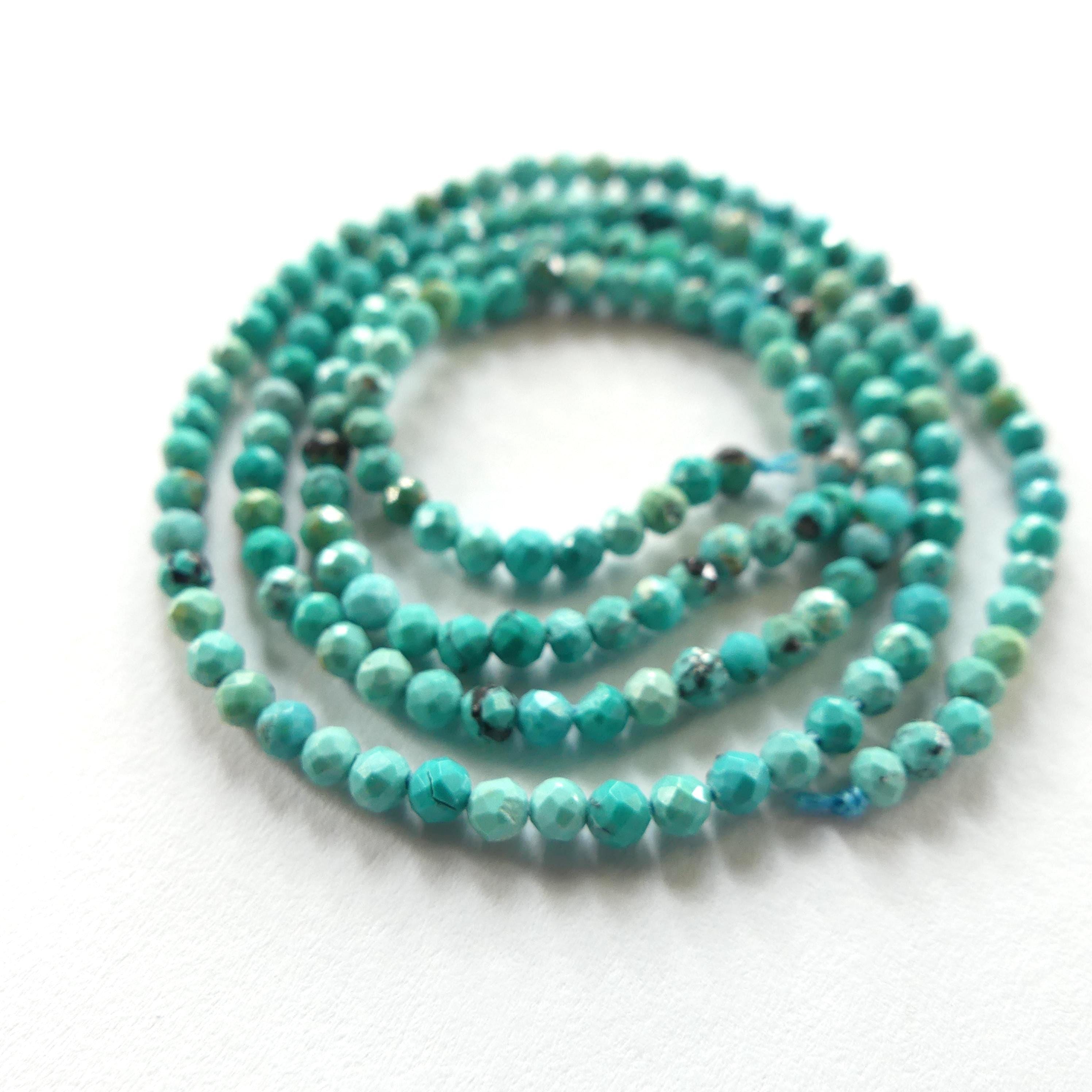 2.5mm Arizona Turquoise Faceted Beads 15" Blue Turquoise Genuine Gemstone Beads for Jewelry Making Beading Craft Gift Beads