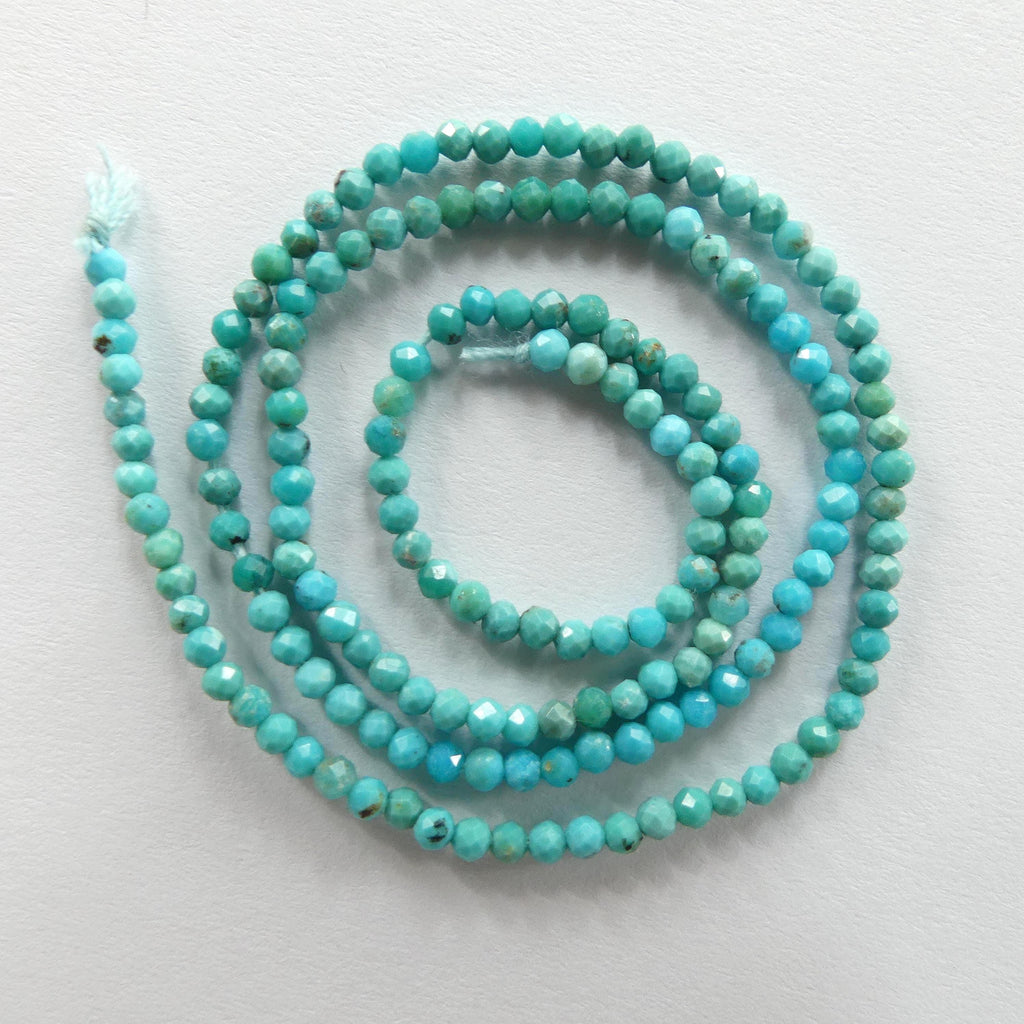 2mm AAA Arizona Turquoise Faceted Beads 12" Blue Turquoise Genuine Gemstone Beads for Jewelry Making Beading Craft Gift Beads