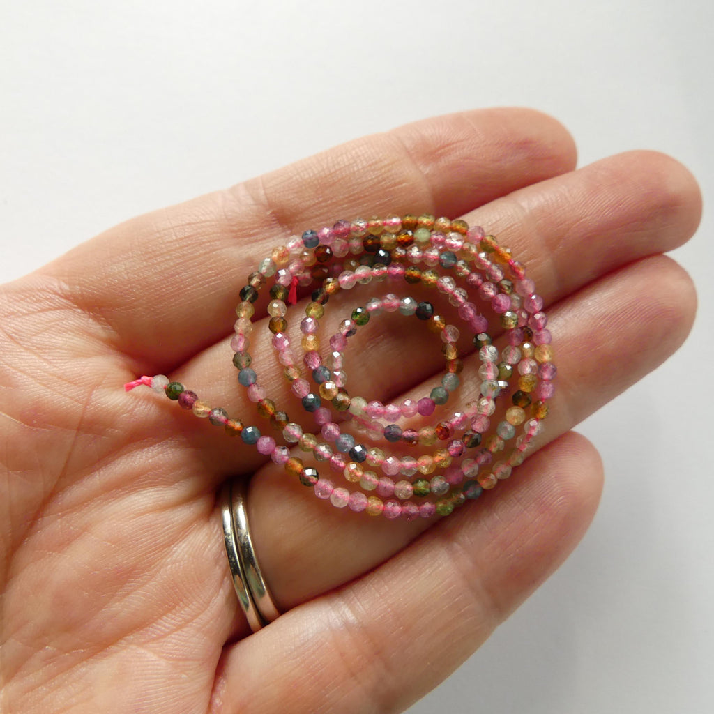 2mm AAA Watermelon Tourmaline Faceted Beads 15" Transparent Rainbow Gemstone Beads Jewelry Making Beading Gift Crafter October Birthstone