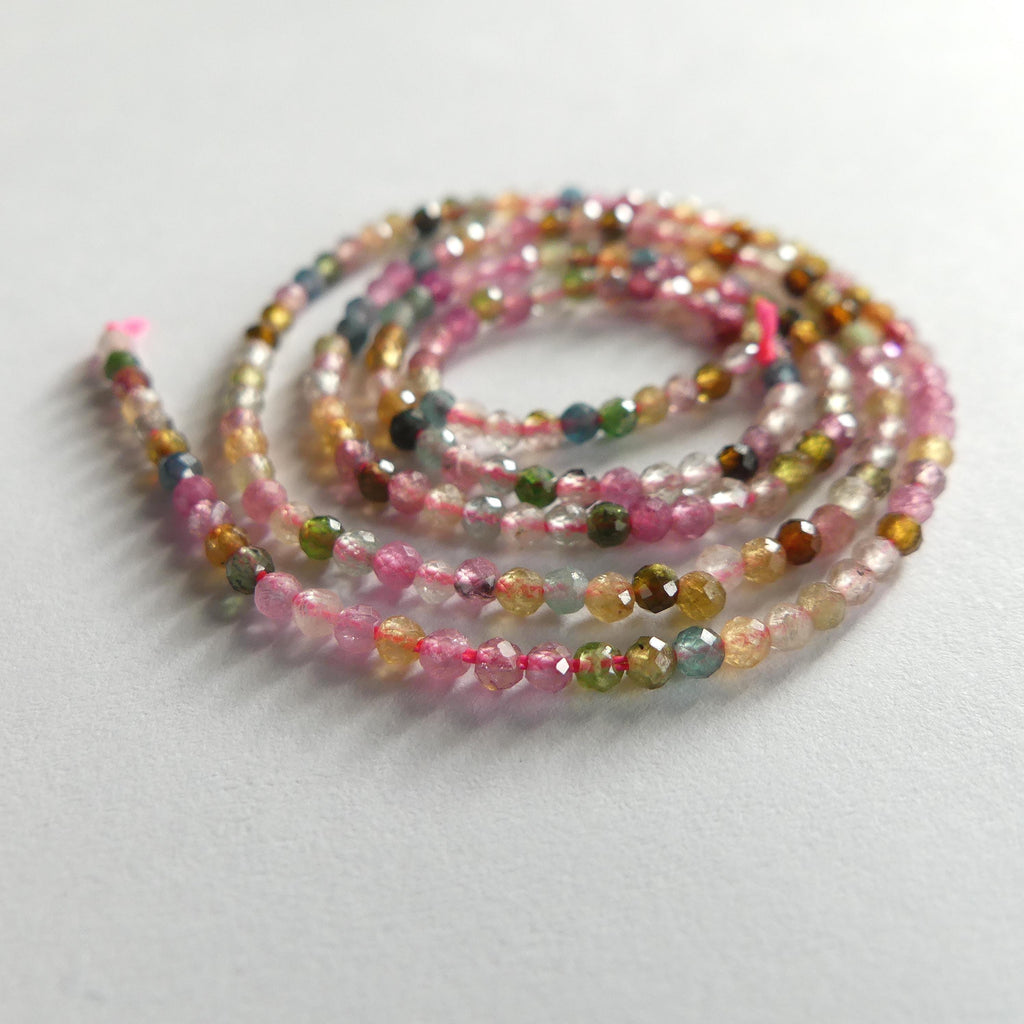 2mm AAA Watermelon Tourmaline Faceted Beads 15" Transparent Rainbow Gemstone Beads Jewelry Making Beading Gift Crafter October Birthstone