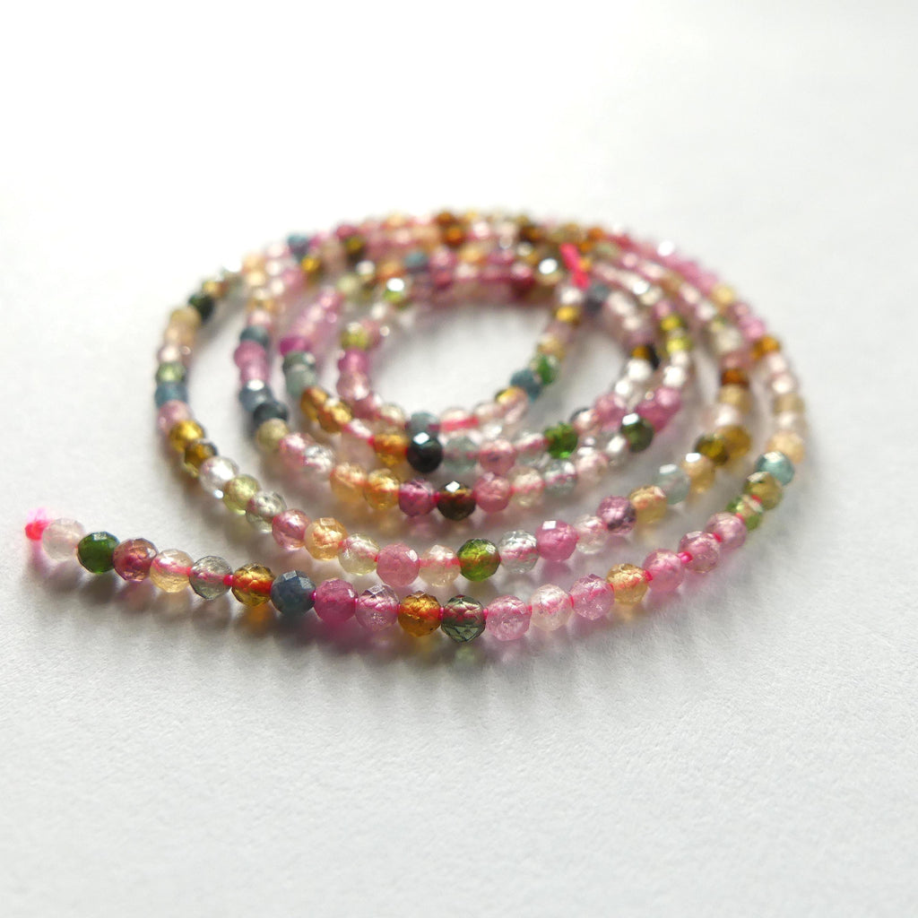2mm AAA Watermelon Tourmaline Faceted Beads 15" Transparent Rainbow Gemstone Beads Jewelry Making Beading Gift Crafter October Birthstone