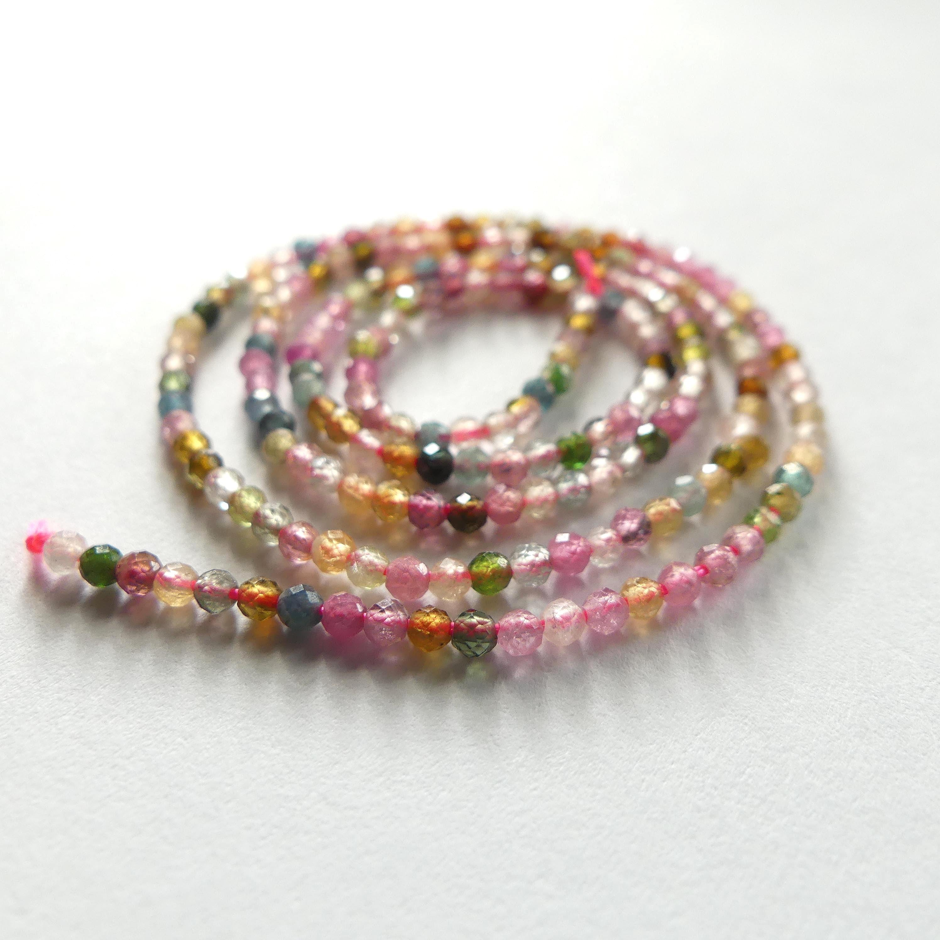 2mm AAA Watermelon Tourmaline Faceted Beads 15" Transparent Rainbow Gemstone Beads Jewelry Making Beading Gift Crafter October Birthstone