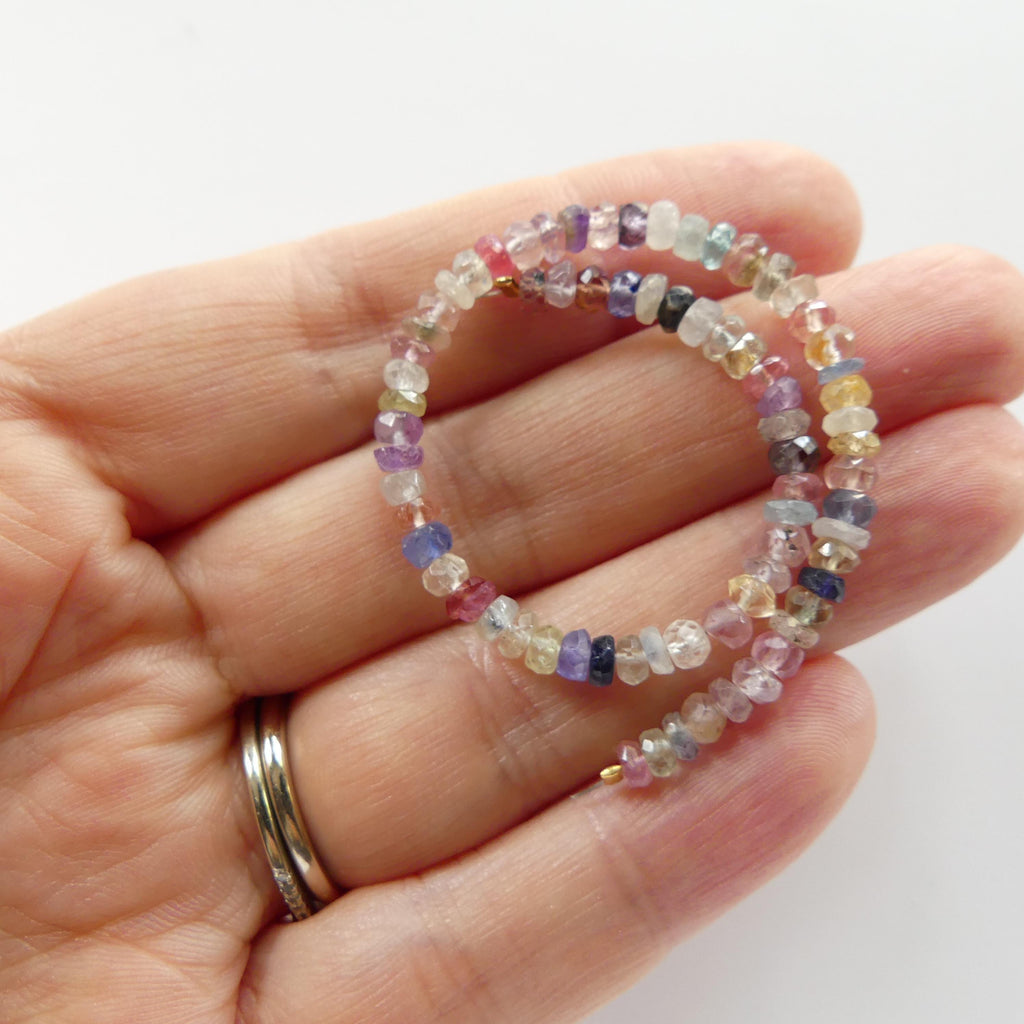 3.5mm 4mm Multi Sapphire Beads Faceted Rondelle Colorful Disco Sapphire Natural Gemstone Beads Jewelry Making Beading Craft Gift Birthstone