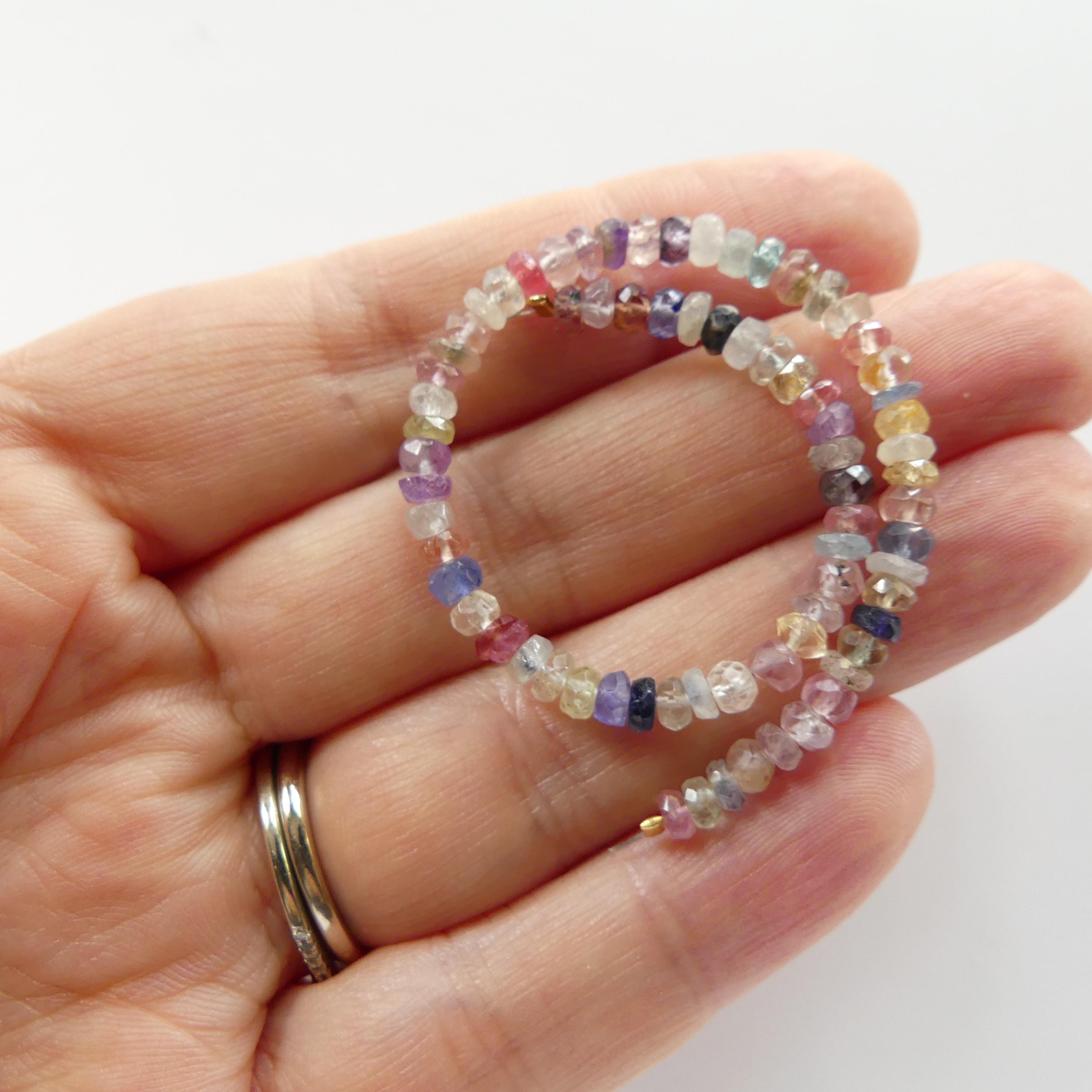 3.5mm 4mm Multi Sapphire Beads Faceted Rondelle Colorful Disco Sapphire Natural Gemstone Beads Jewelry Making Beading Craft Gift Birthstone