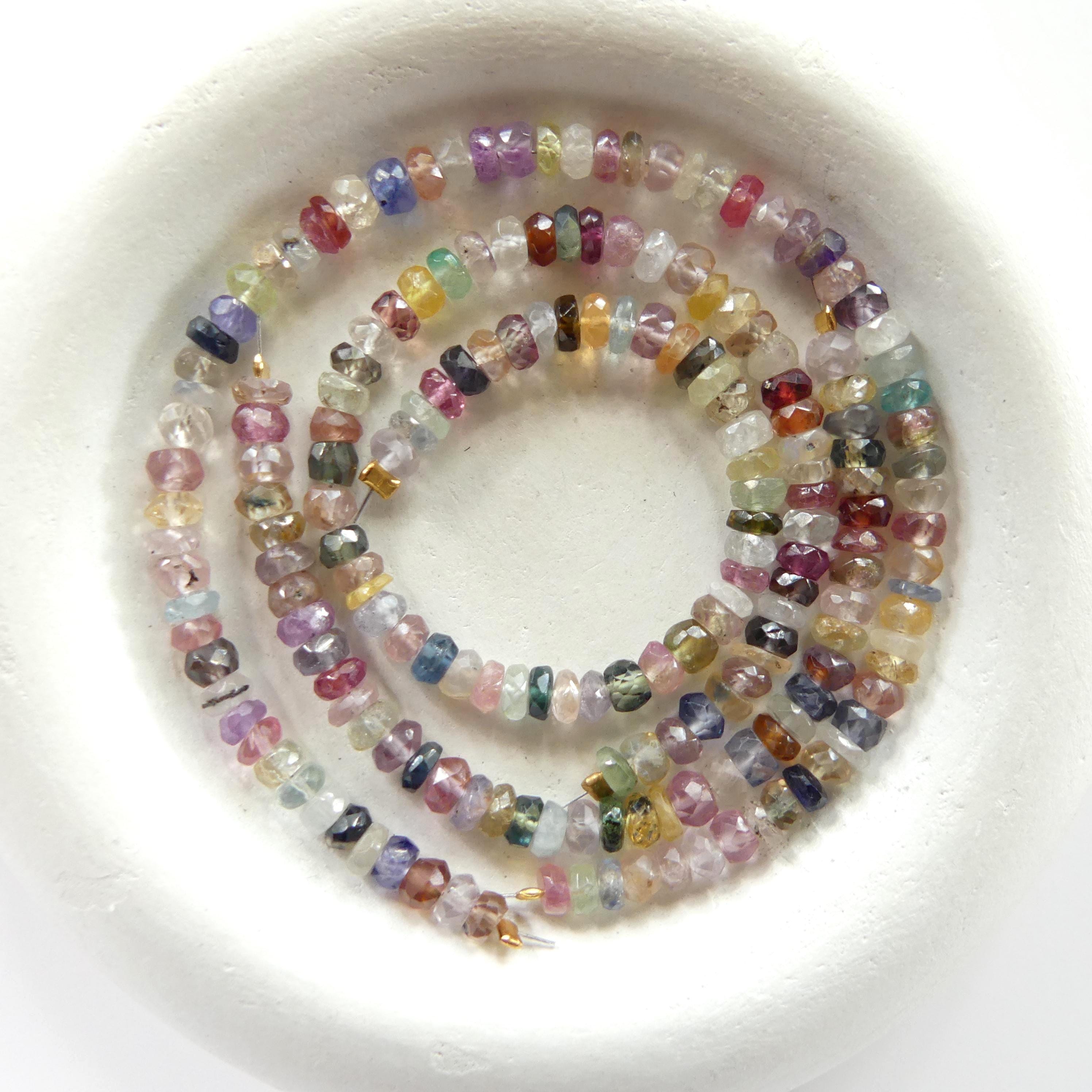 3.5mm 4mm Multi Sapphire Beads Faceted Rondelle Colorful Disco Sapphire Natural Gemstone Beads Jewelry Making Beading Craft Gift Birthstone