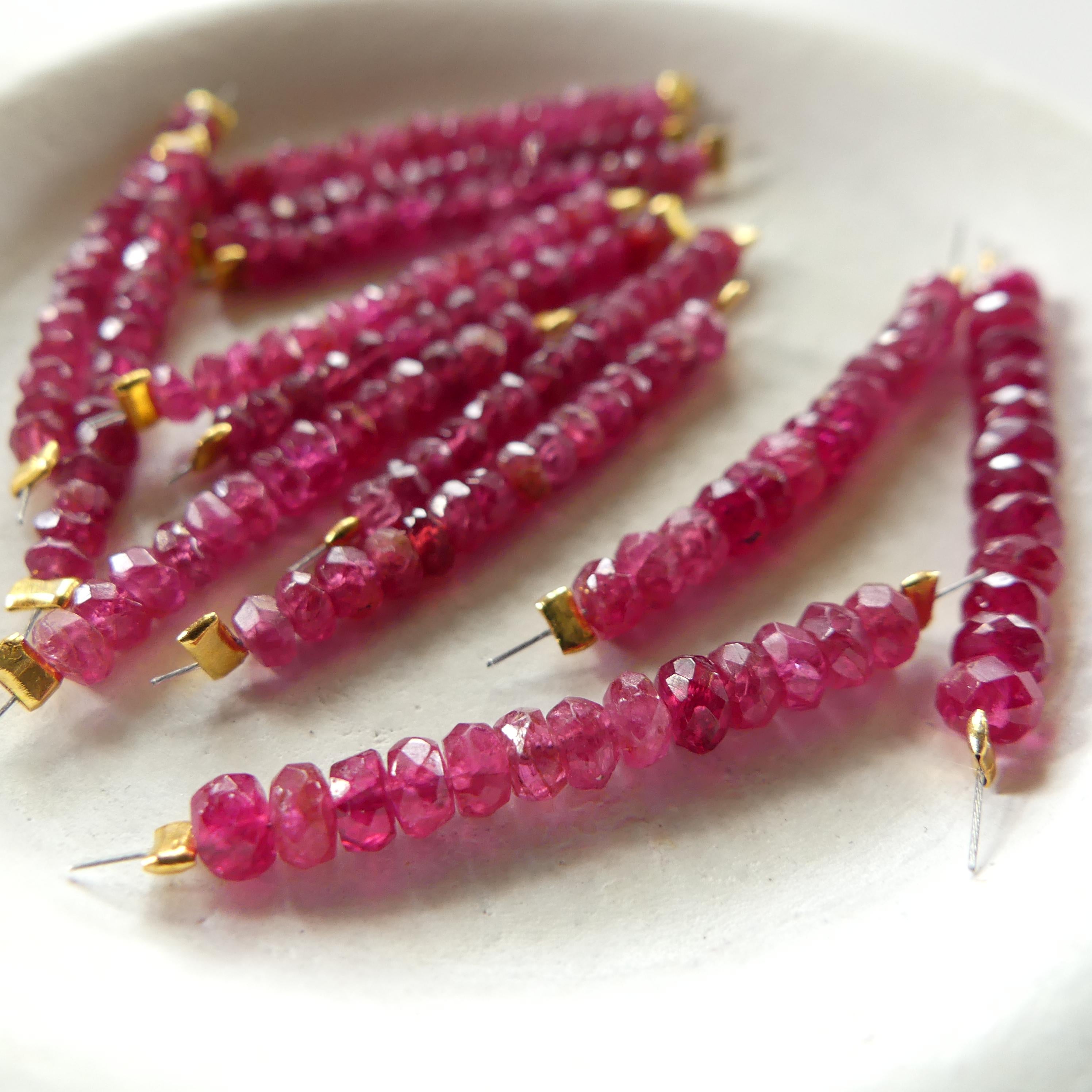 2.5mm 3mm AAA Red Spinel Faceted Beads Rondelle 1" Natural Gemstone Beads Crystal Genuine Gemstone Beads for Jewelry Making Beading