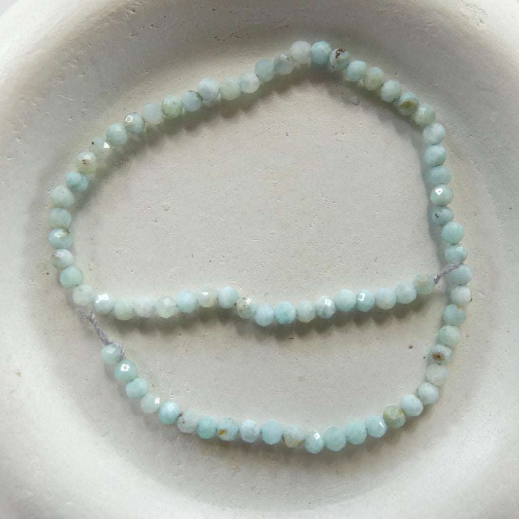 2mm Larimar Faceted Beads 6.5" Dominican Larimar Genuine Gemstone Beads for Jewelry Making Beading Craft Gift Beads