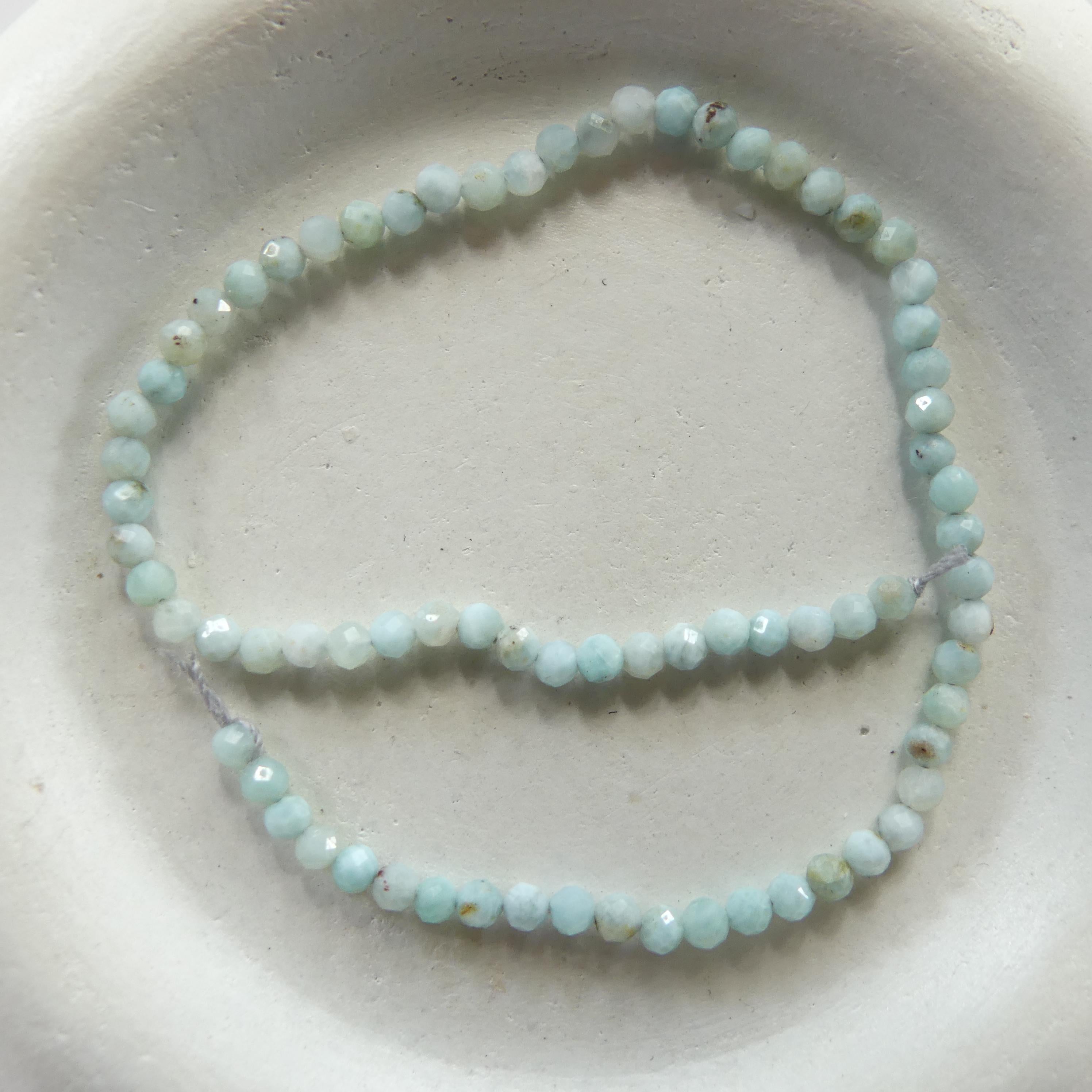 2mm Larimar Faceted Beads 6.5" Dominican Larimar Genuine Gemstone Beads for Jewelry Making Beading Craft Gift Beads