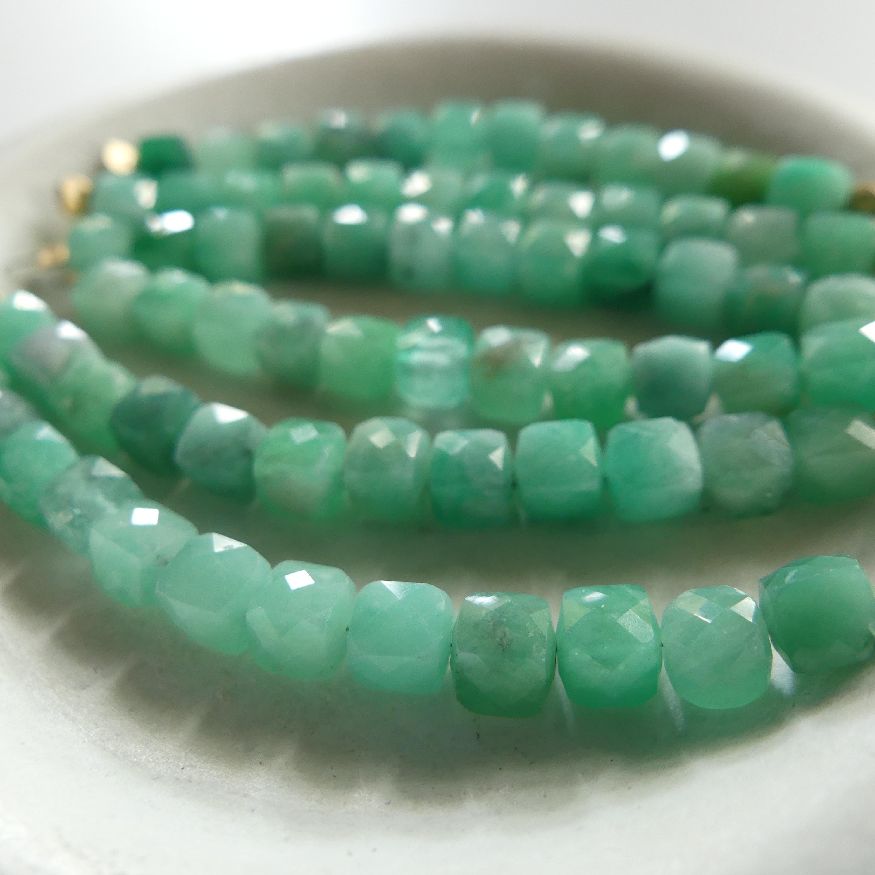 4mm AAA Natural Emerald Beads Cube Faceted 2" Raw Emerald Genuine Gemstone Beads Genuine Emerald for Jewelry Making Beading Craft Gift
