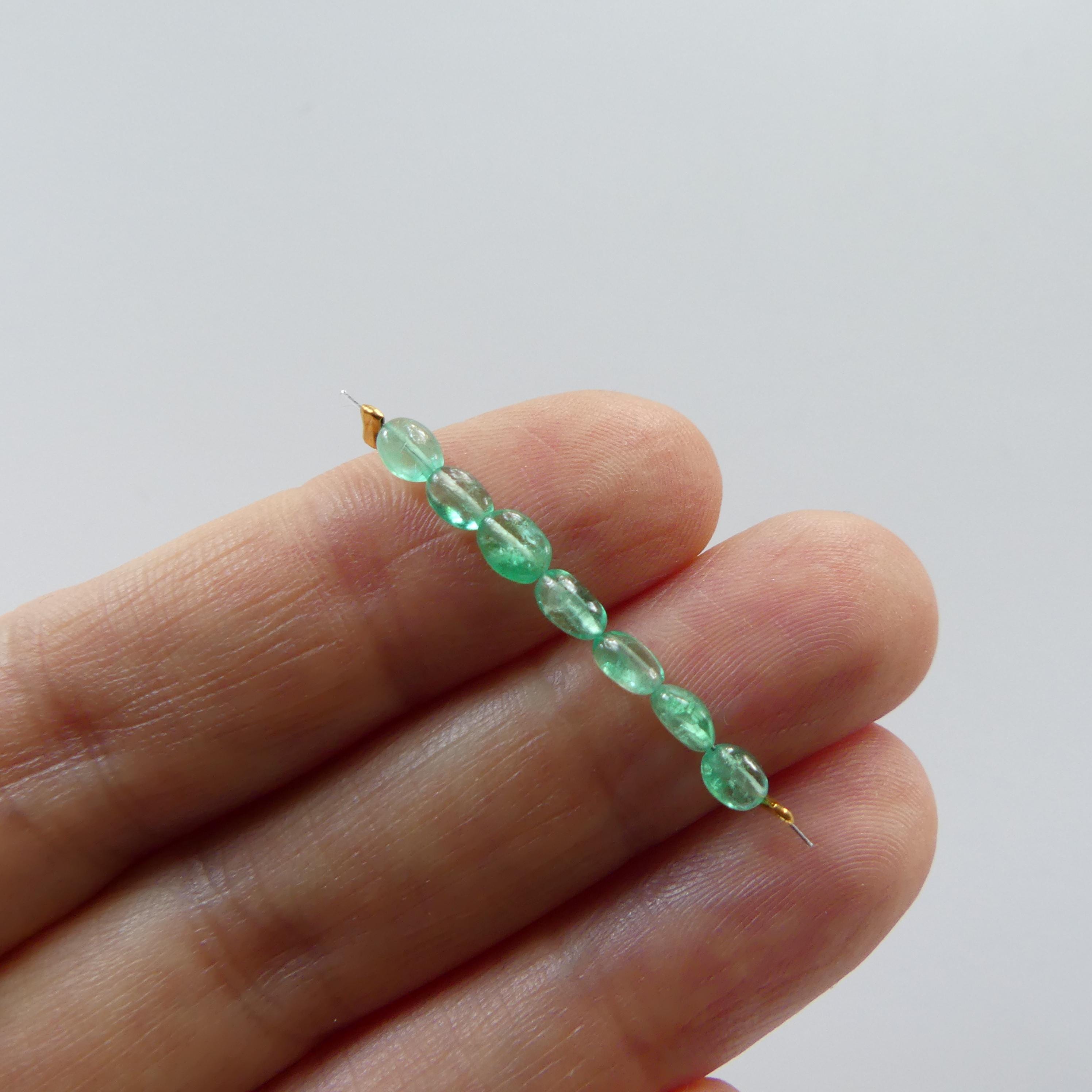 Natural Fine Columbian Emerald Beads Oval Smooth Gem Quality Emerald Gemstone Beads Genuine Emerald for Jewelry Making Beading Craft Gift