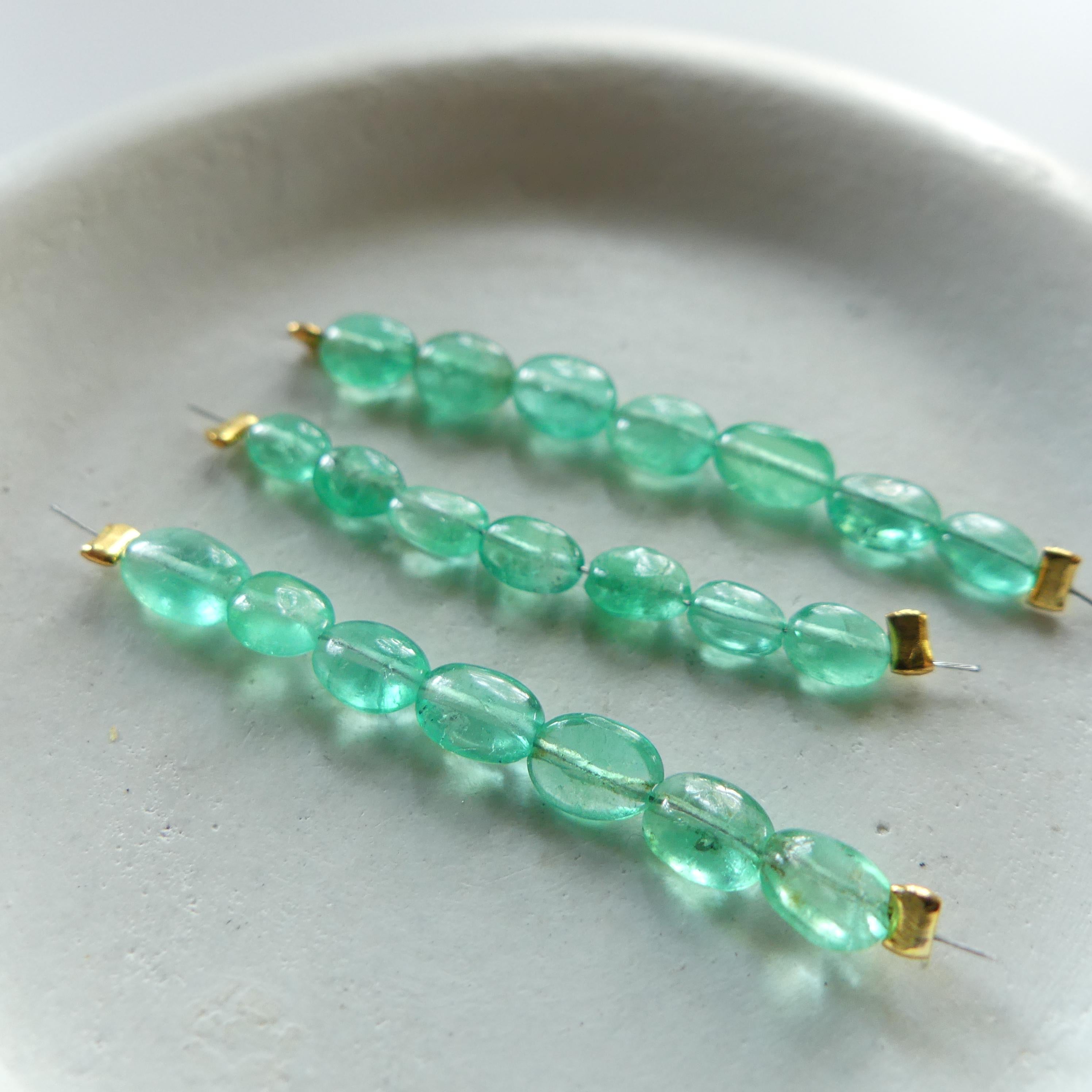 Natural Fine Columbian Emerald Beads Oval Smooth Gem Quality Emerald Gemstone Beads Genuine Emerald for Jewelry Making Beading Craft Gift